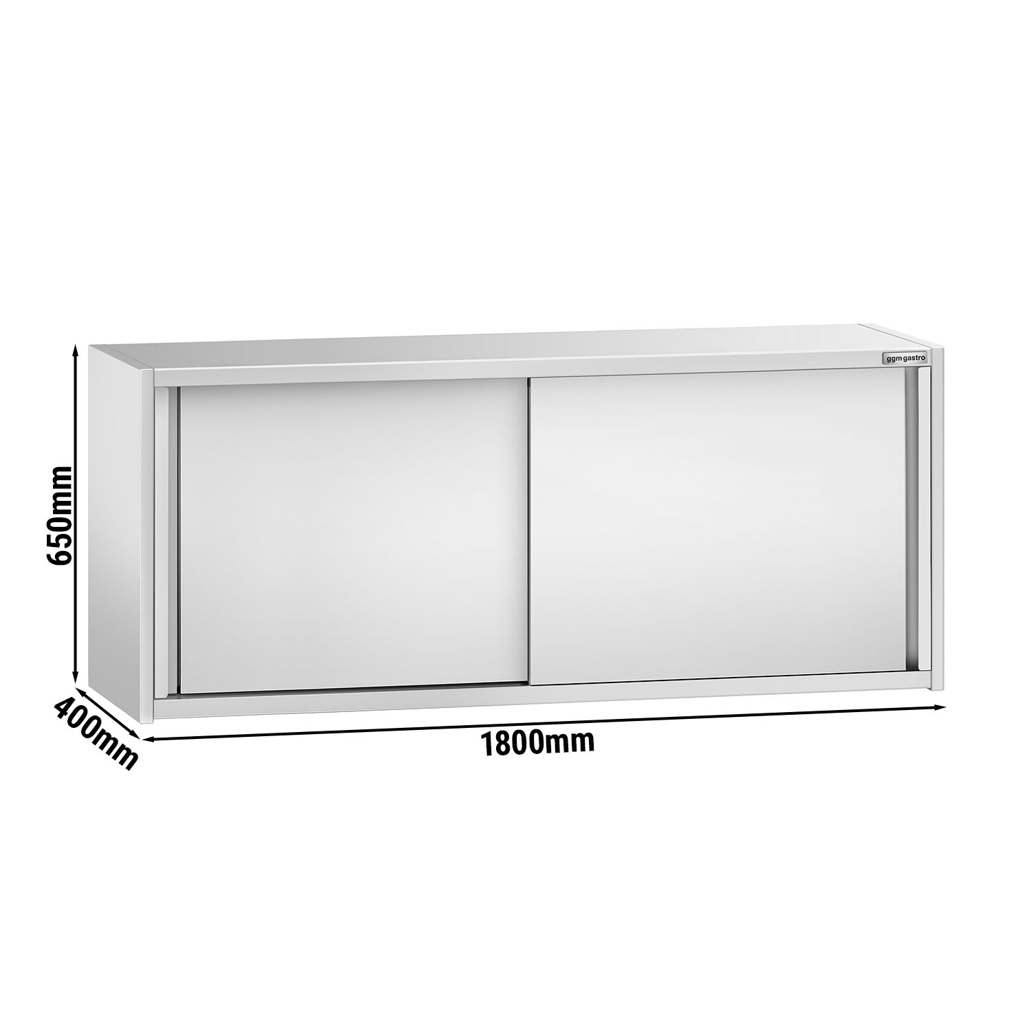 Armoire murale en acier inoxydable PREMIUM - 1800x400mm - avec portes coulissantes - 650mm de haut