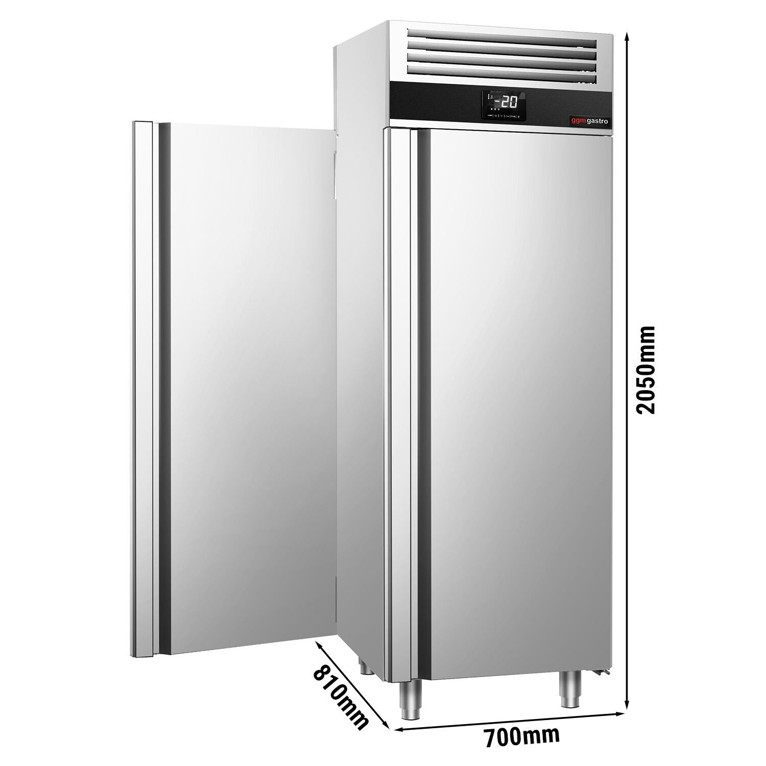 Armoire réfrigérée négative en acier inoxydable AISI 304 PREMIUM - GN 2/1 - 1460 L - avec 1 porte avant & 1 porte arrière & 3 grilles de support & 3 paires de glissières