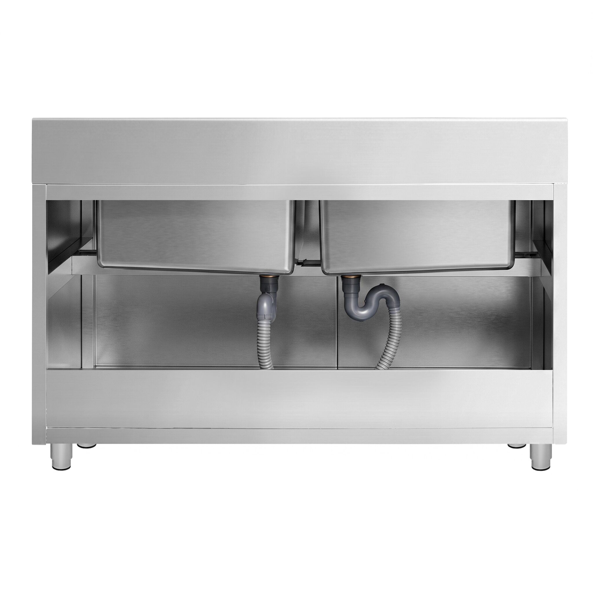 PREMIUM pot washing cabinet – 1600 x 600 mm – with 2 basins