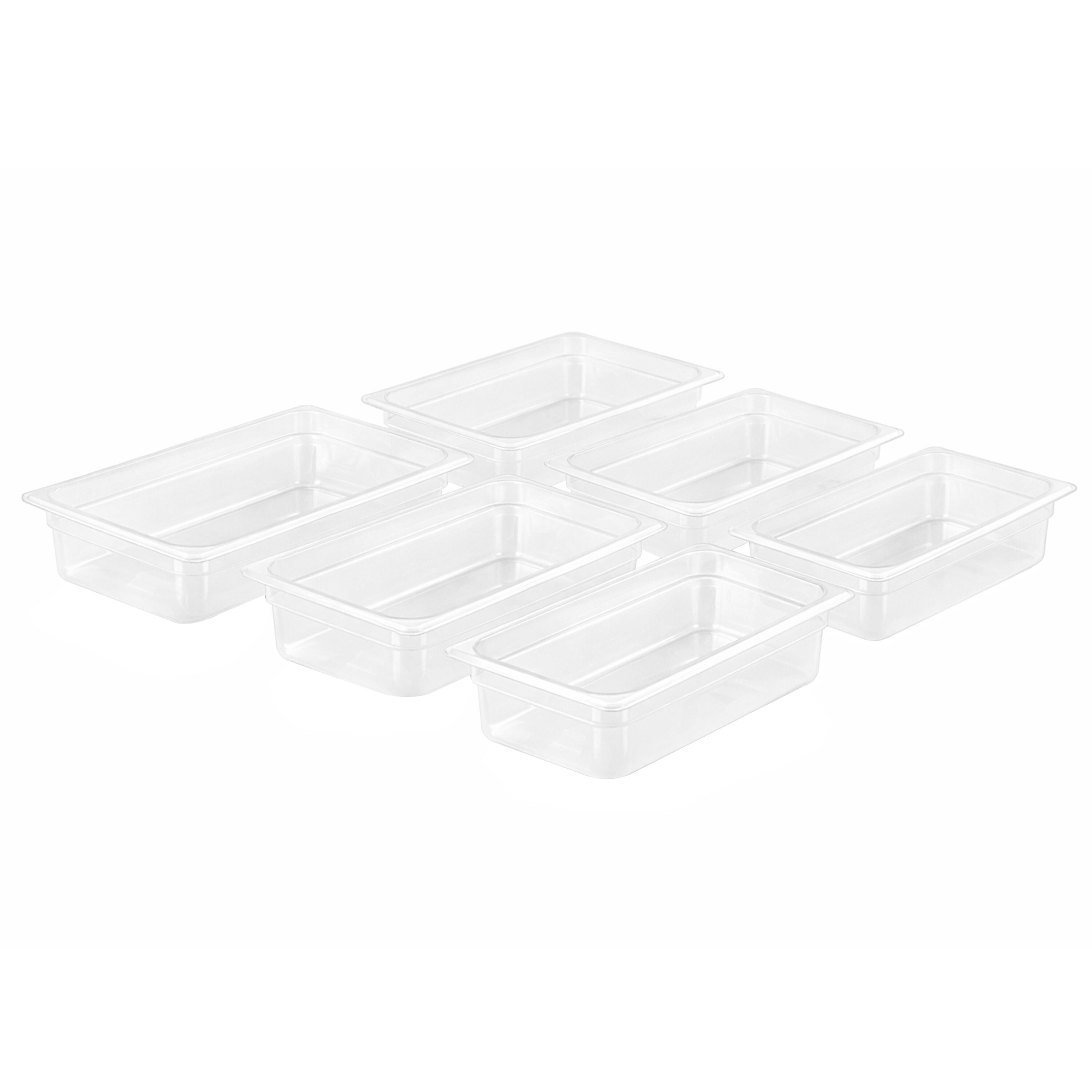 (6 pièces) Bac en Polypropylène - GN 1/3 - Translucide - 5,3 L - Hauteur : 150 mm