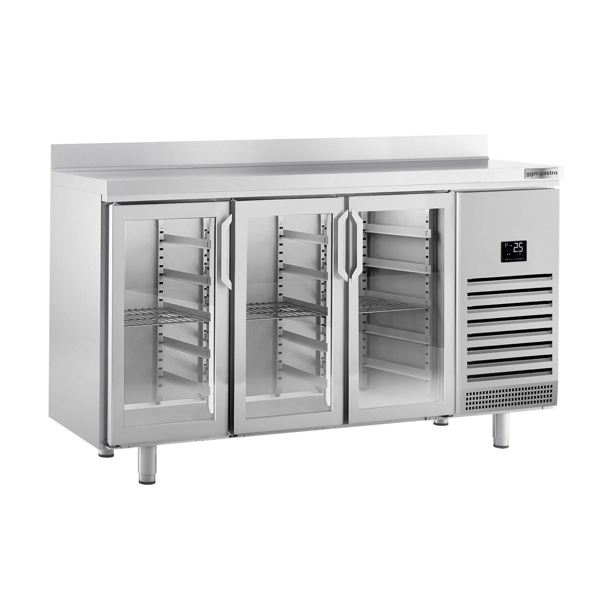 Commercial Back Bar Bottle Cooler PREMIUM PLUS - 1960x700mm - 465L - with 3 Hinged Glass Doors, upstand & locks