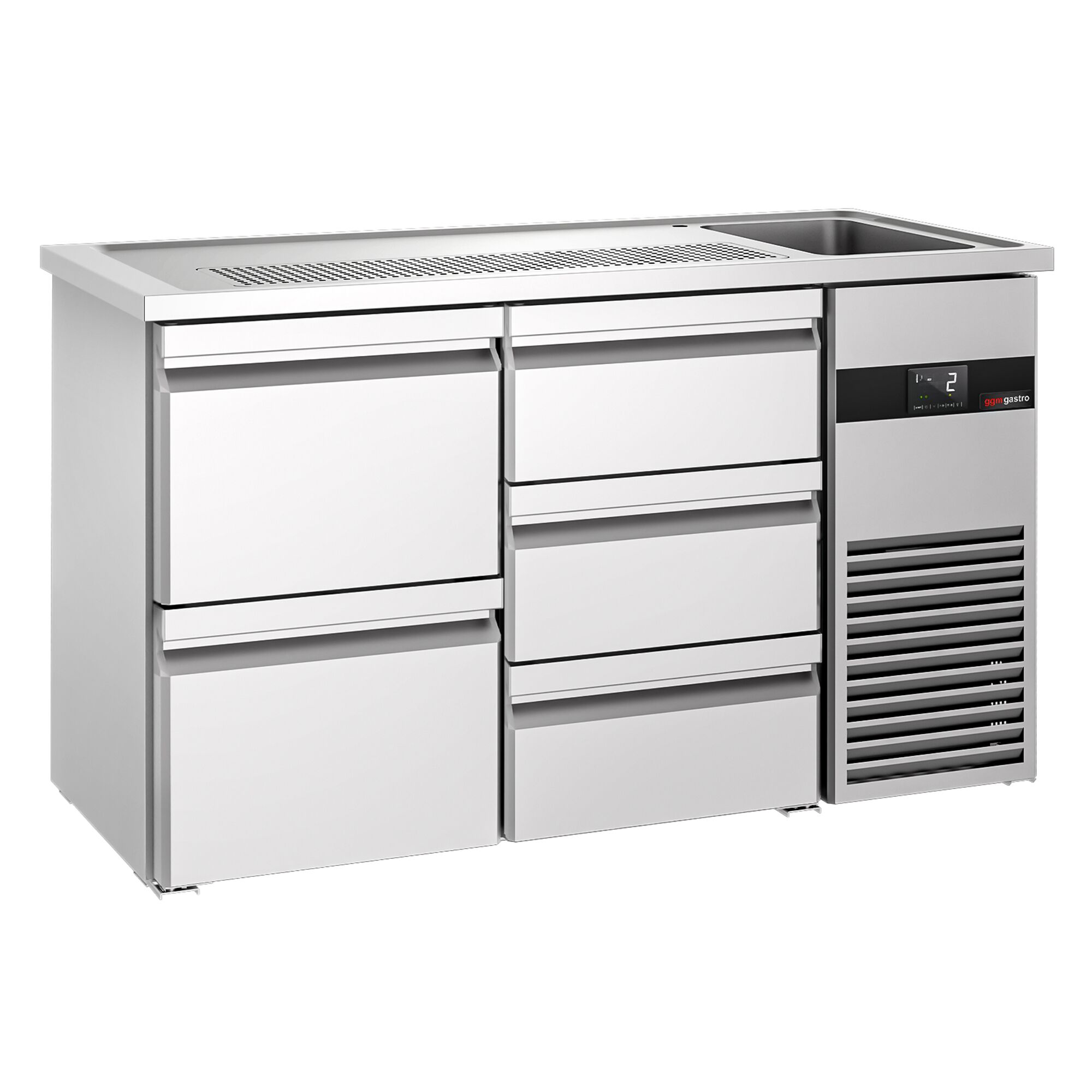 Comptoir de bar réfrigéré PREMIUM - 1550x700mm - 5 tiroirs