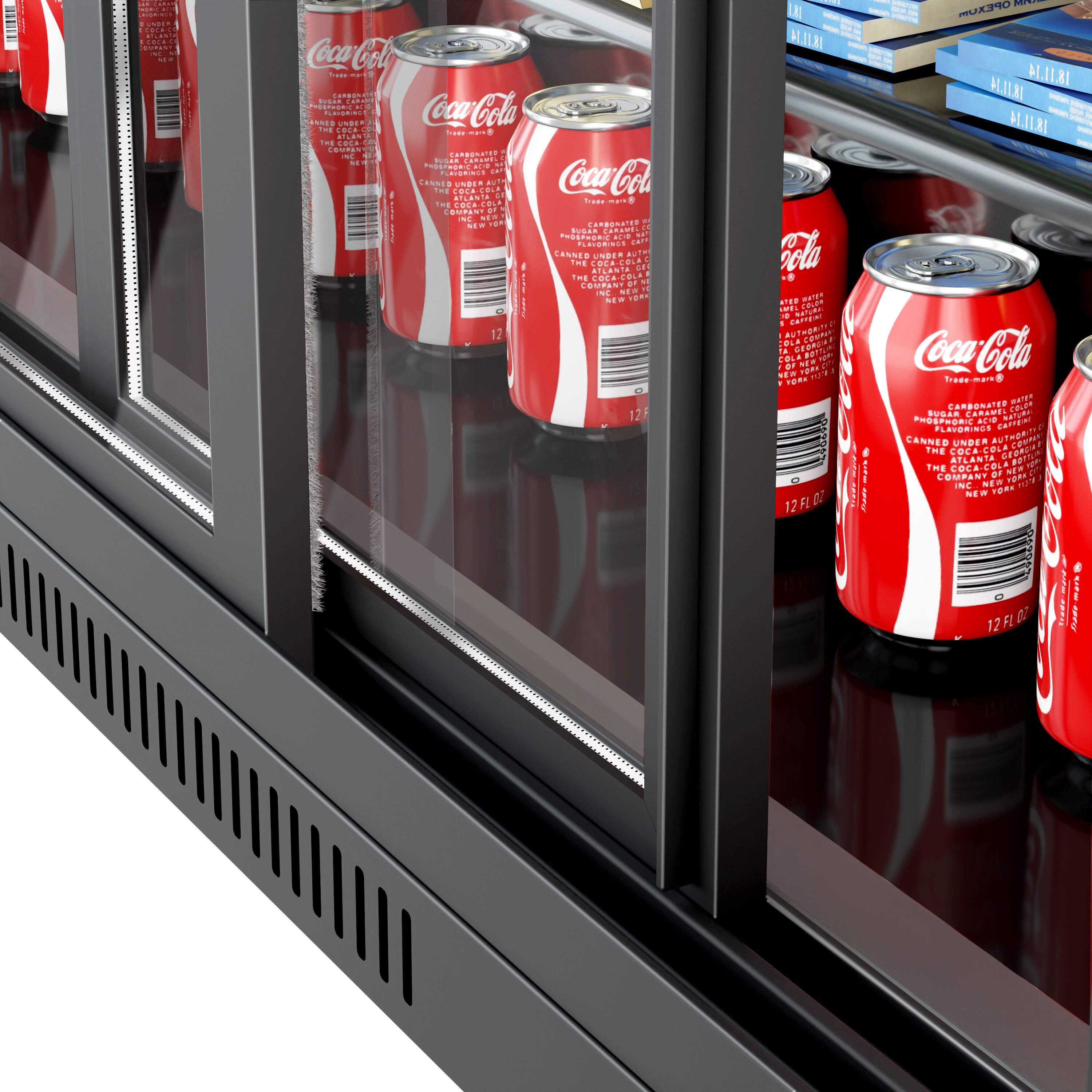 Commercial Back Bar Cooler - 1350mm - 320L - with 3 glass sliding doors - Black