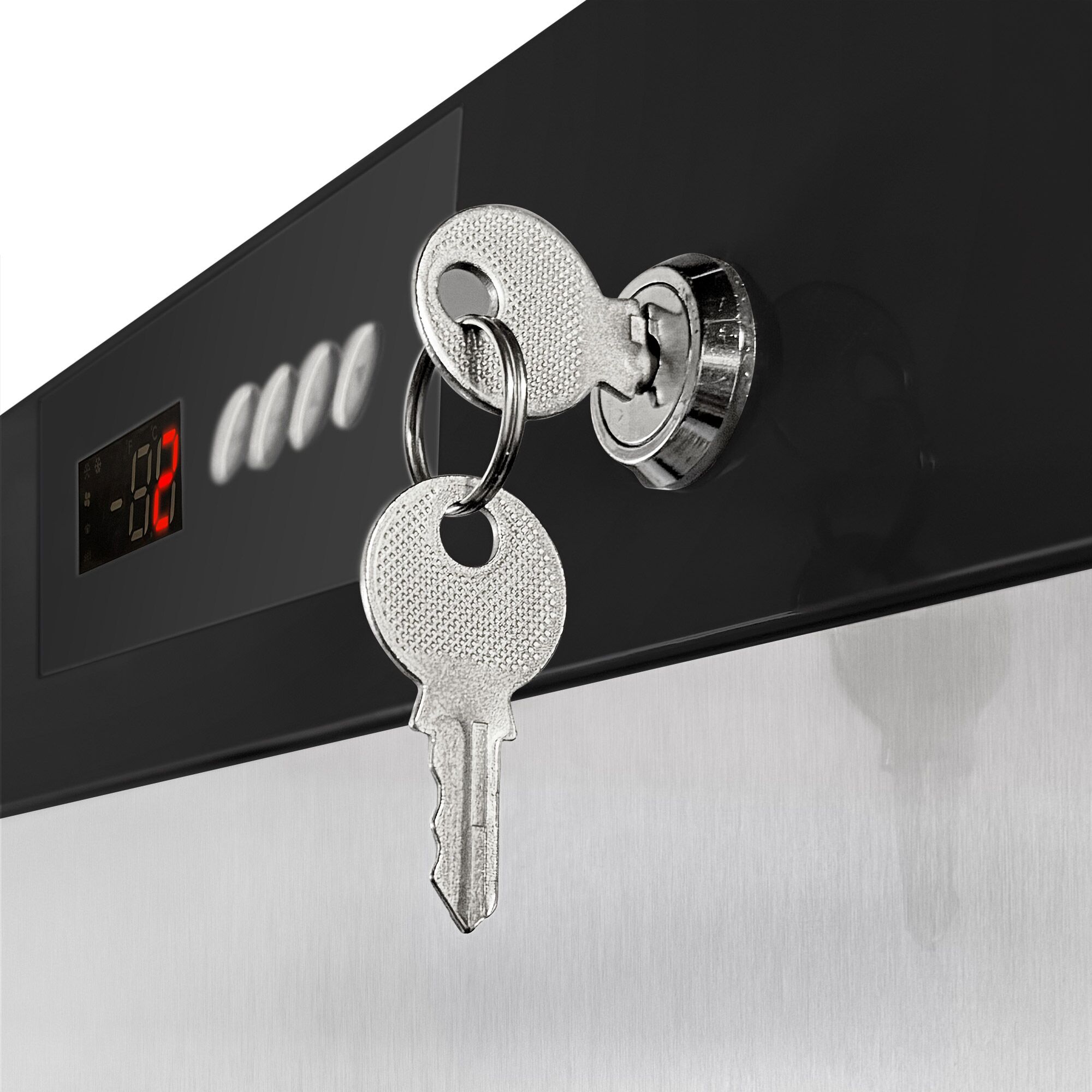 Lagerkühlschrank Edelstahl PREMIUM - 400 Liter - mit 1 Tür - Innenseite der Tür aus Kunststoff