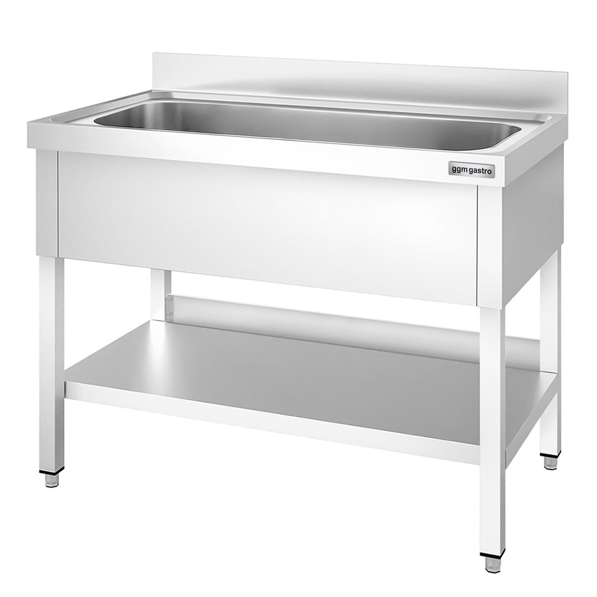 Plonge à marmites en inox PREMIUM - 1200x600mm - avec étagère basse & 1 bac