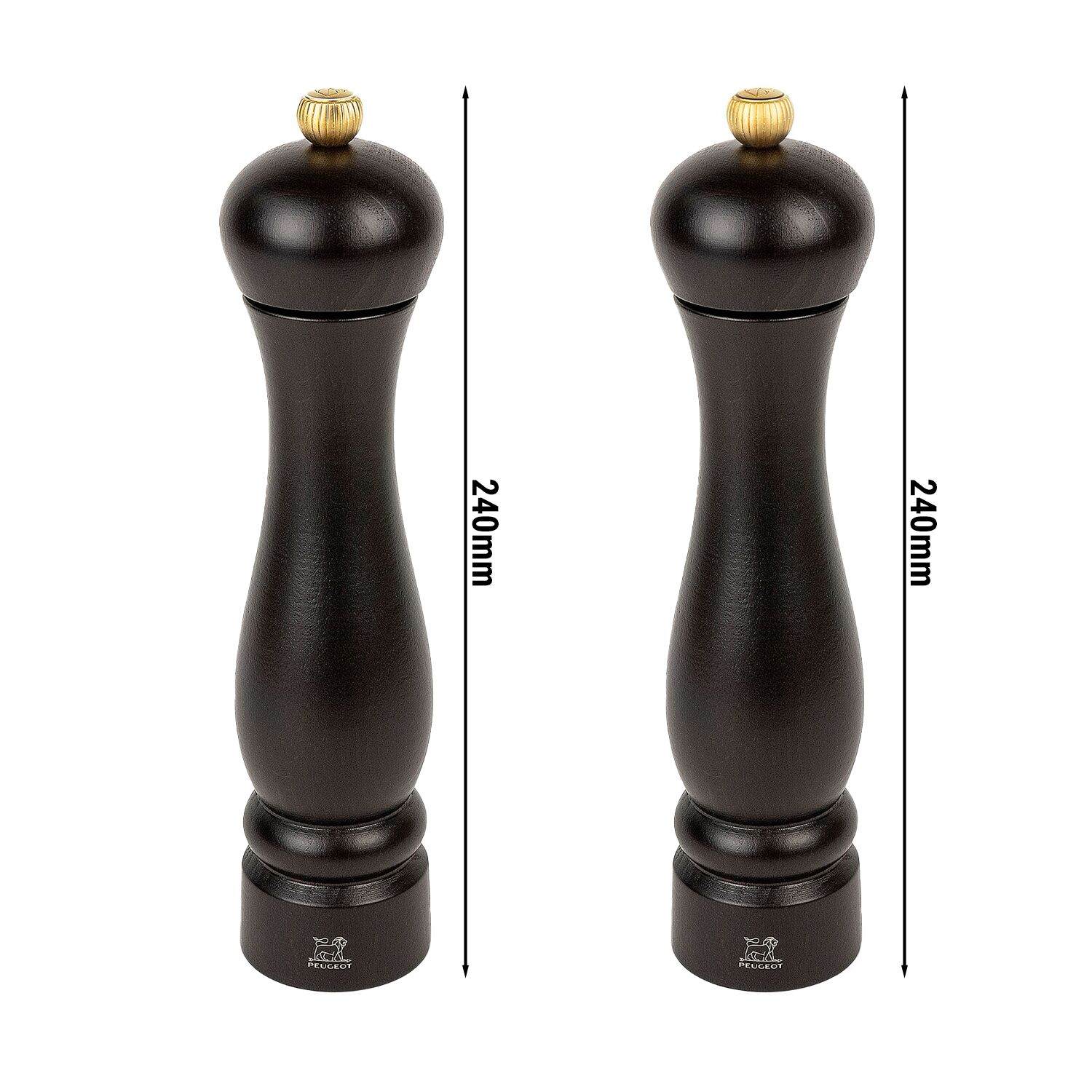 (6 pièces) PEUGEOT | CLERMONT – Moulins à sel & Poivre – Bois – Chocolat – Hauteur : 240 mm