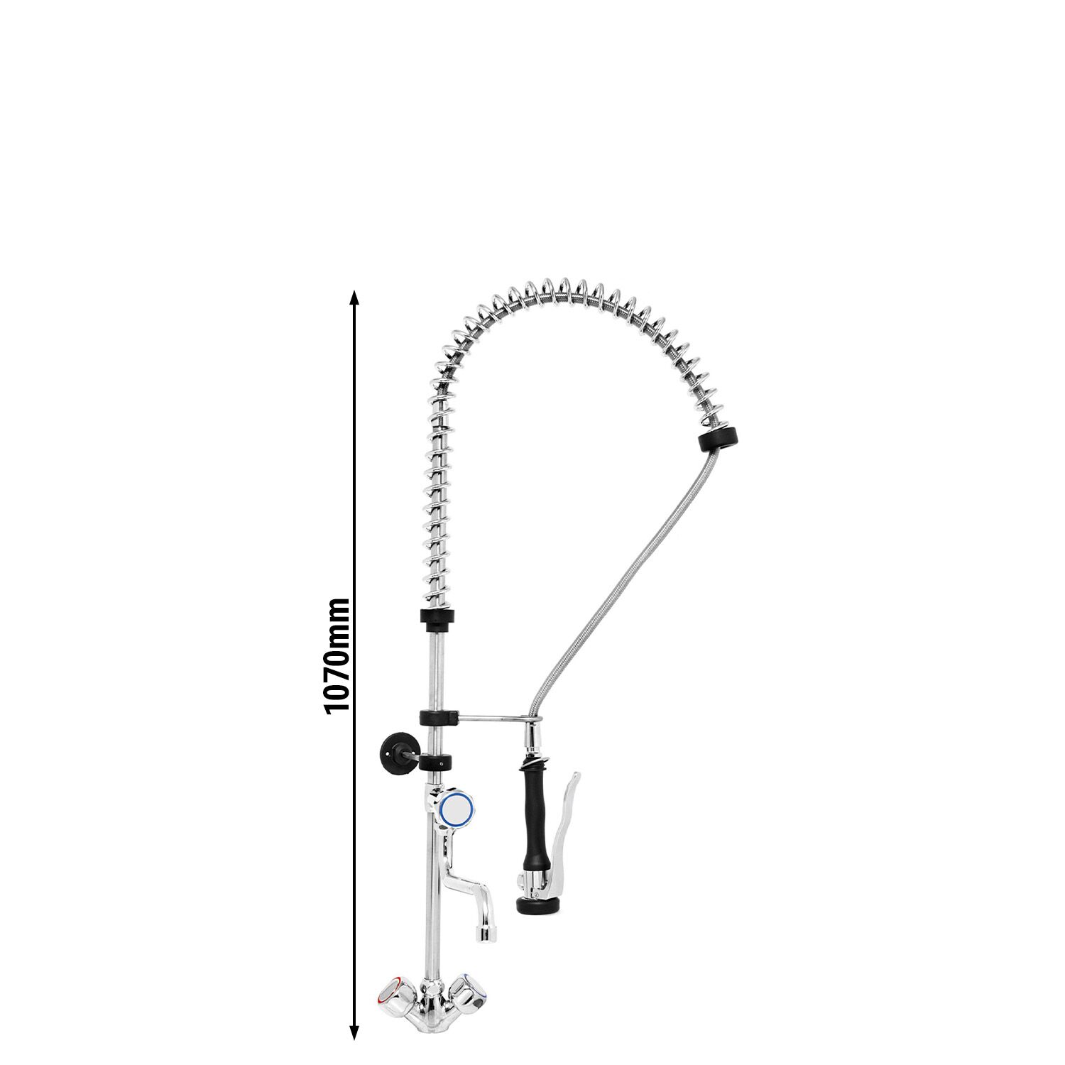 Monobloc pre-rinse spray unit 6000 PREMIUM PLUS - wall-mounted - with twin levers, mixer tap, swivel spout, spray gun, flexible hose & wall bracket included - height 1070mm