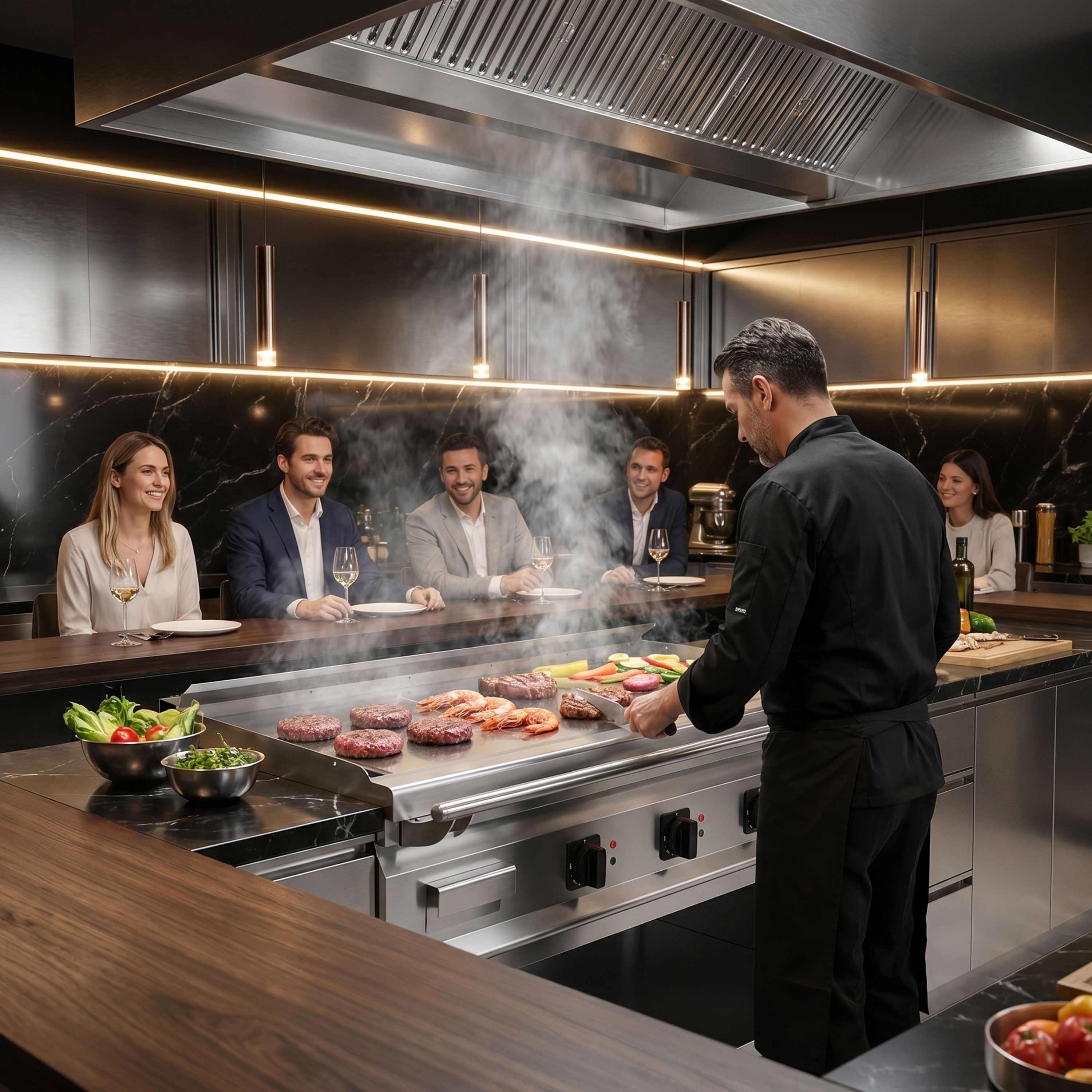 Plaque de cuisson électrique Teppanyaki - 13,5 kW - avec support