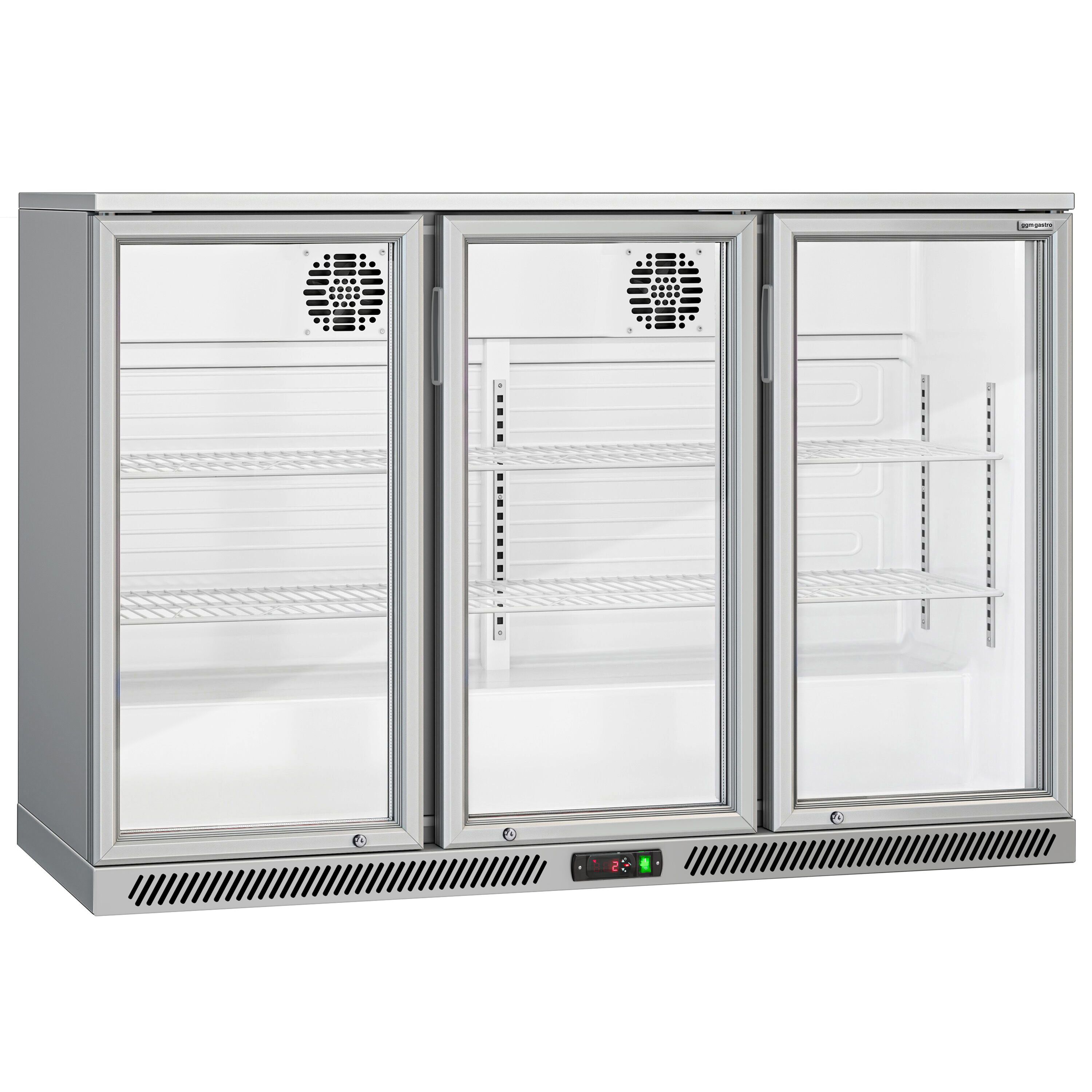 Réfrigérateur de bar – 1350 mm – 320 litres – avec 3 portes vitrées battantes – Gris