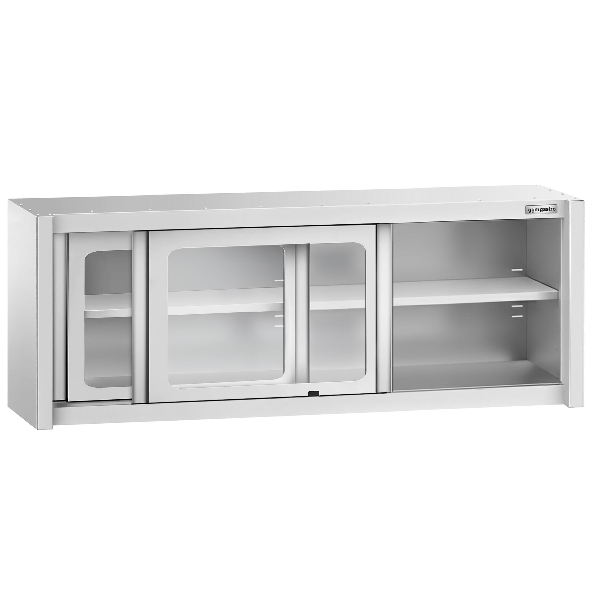 Armoire murale en acier inoxydable - 2000x400mm - avec portes coulissantes vitrées - 650mm de haut