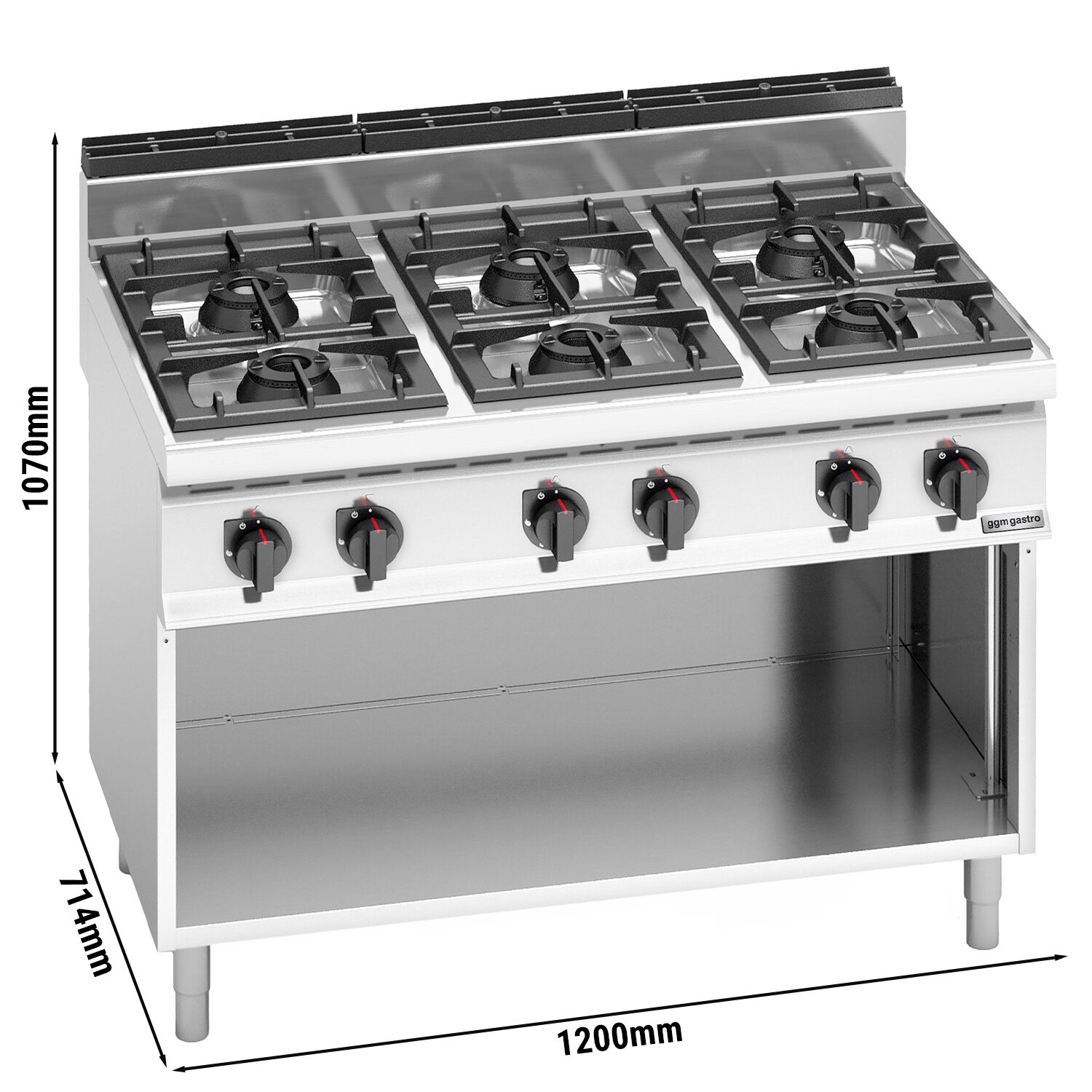 Fourneau à gaz – 42 kW – 6 brûleurs – modèle haute performance