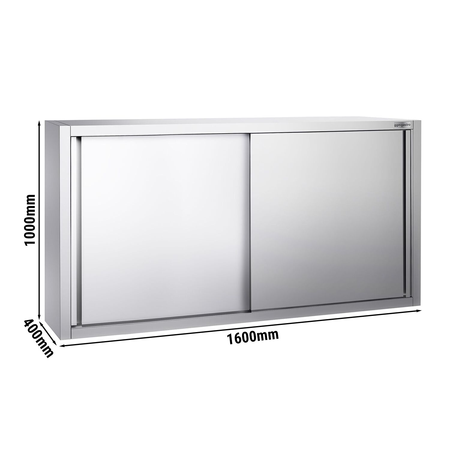 Armoire murale en acier inoxydable PREMIUM - 1600x400mm - avec portes coulissantes - 1000mm de haut