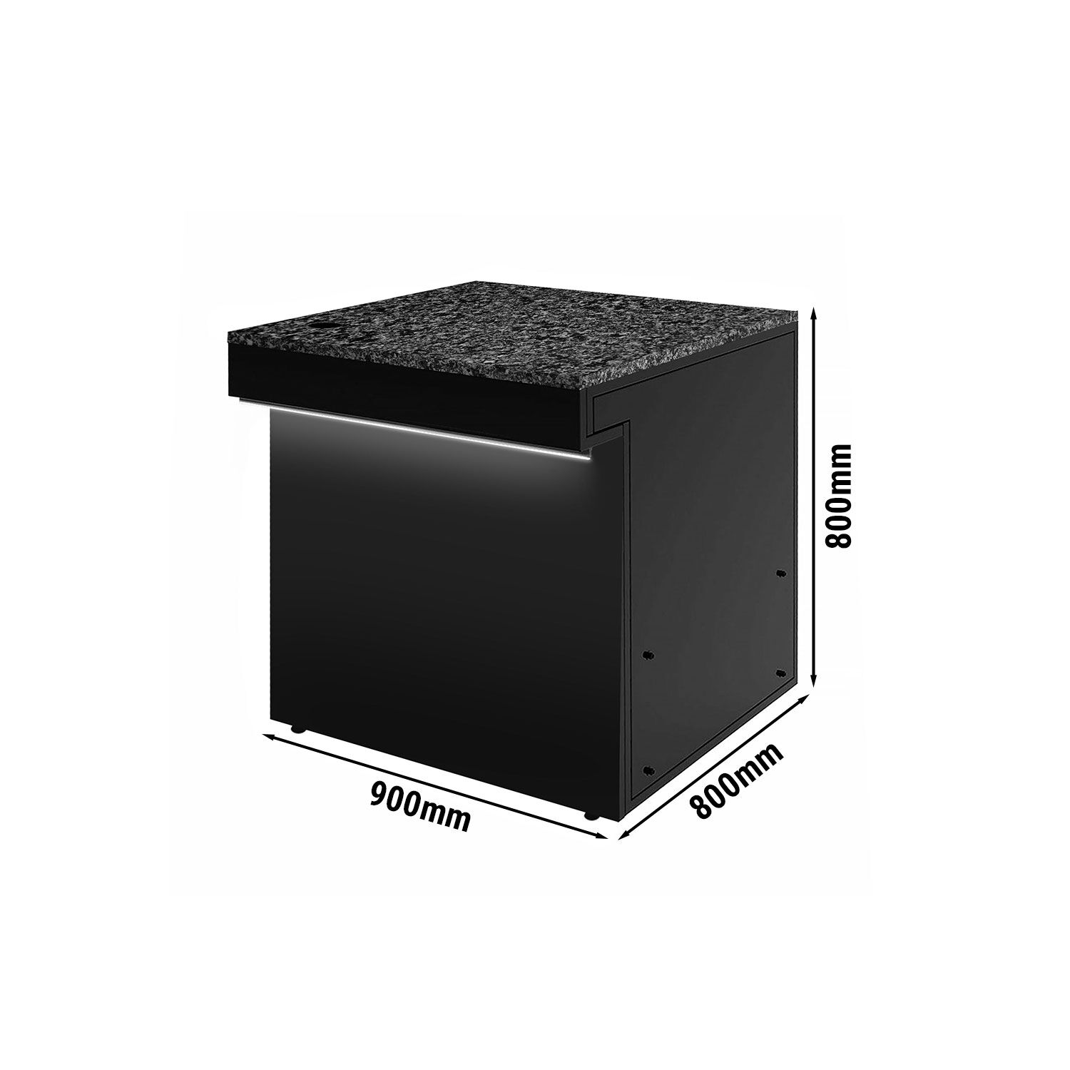 Till Counter TORONTO - 900mm - Black front panel - Black granite worktop