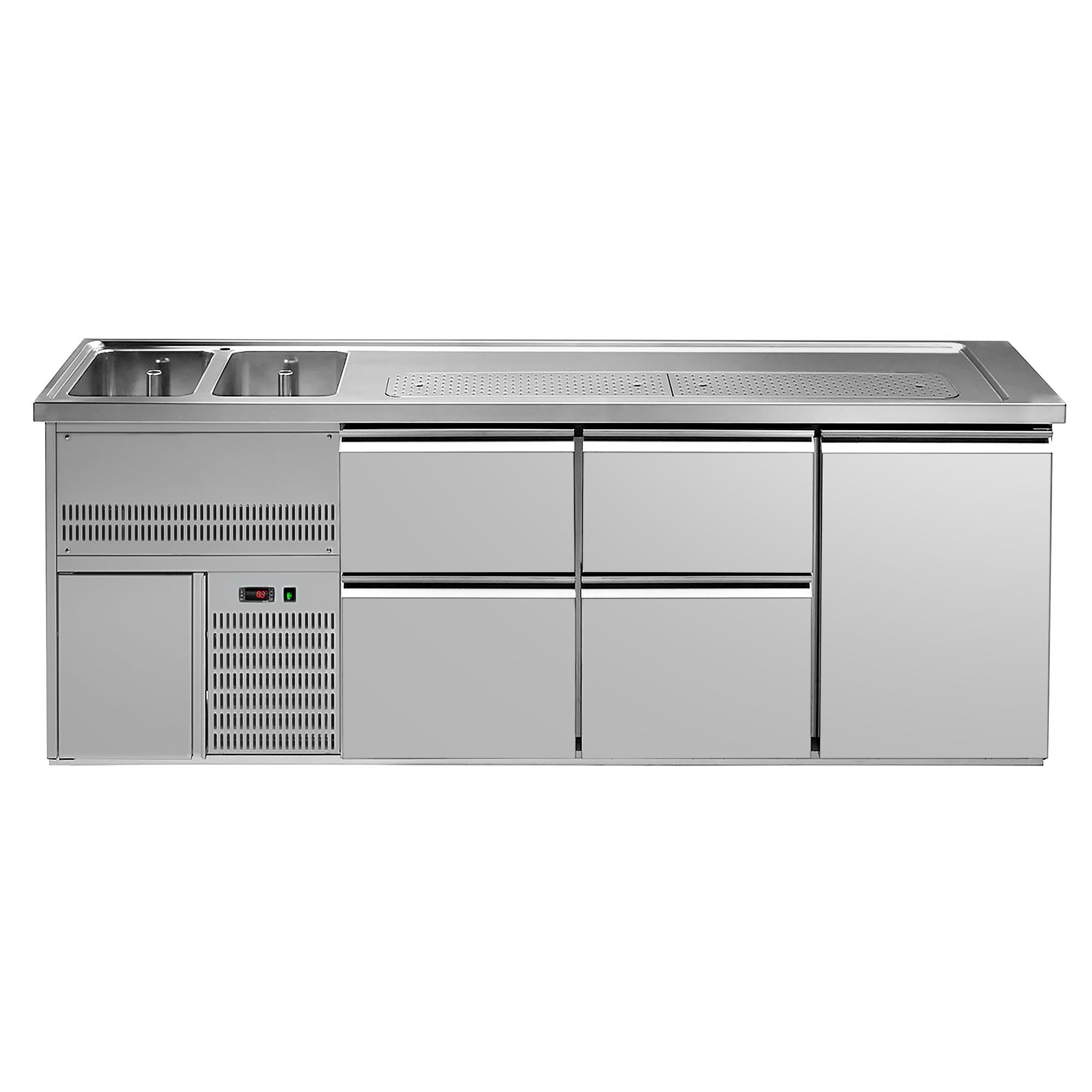 Comptoir de bar réfrigéré Premium PLUS - 2500x700mm - 1 porte & 4 tiroirs