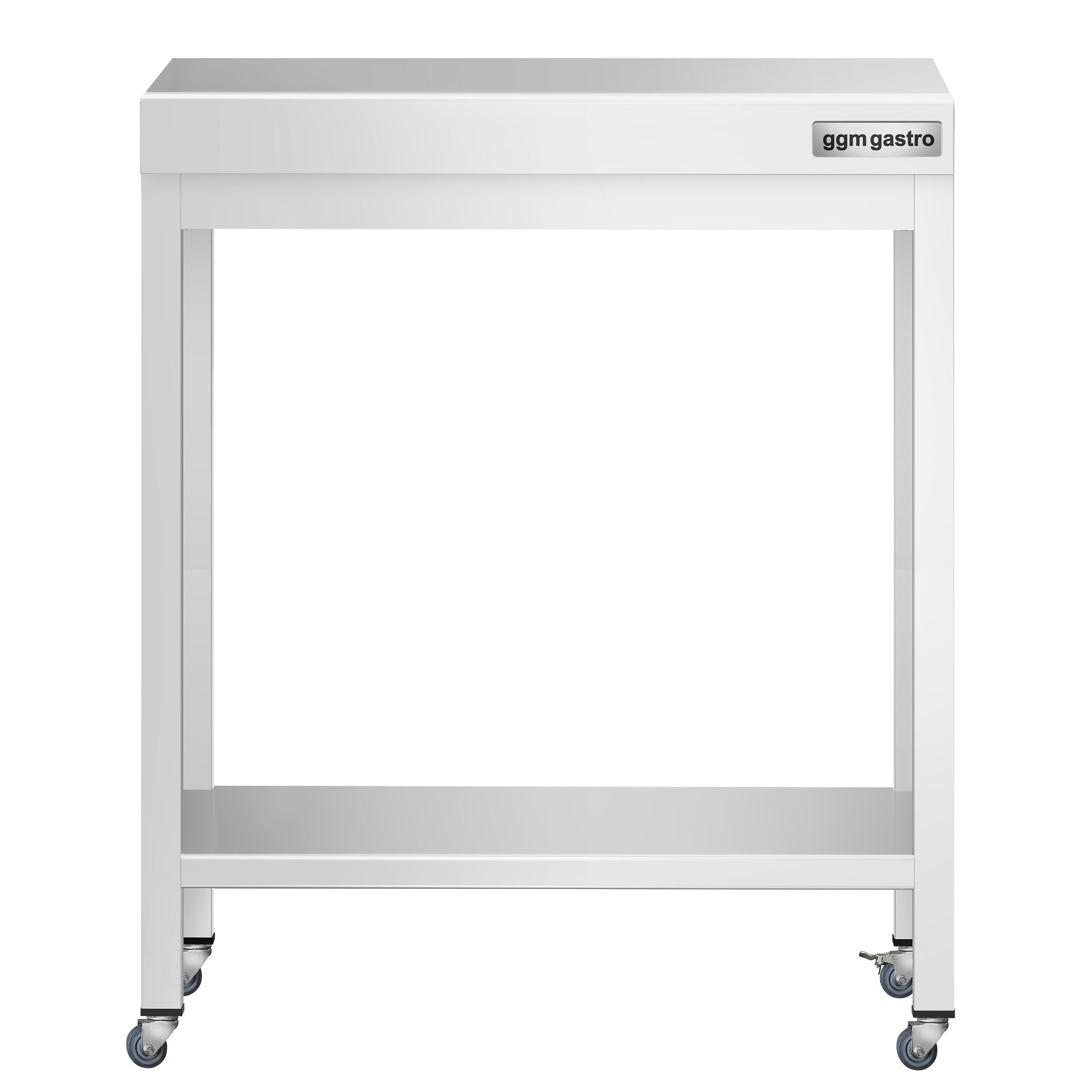 Table de travail en inox PREMIUM - 600 x 700 mm - avec tablette inférieure et roulettes