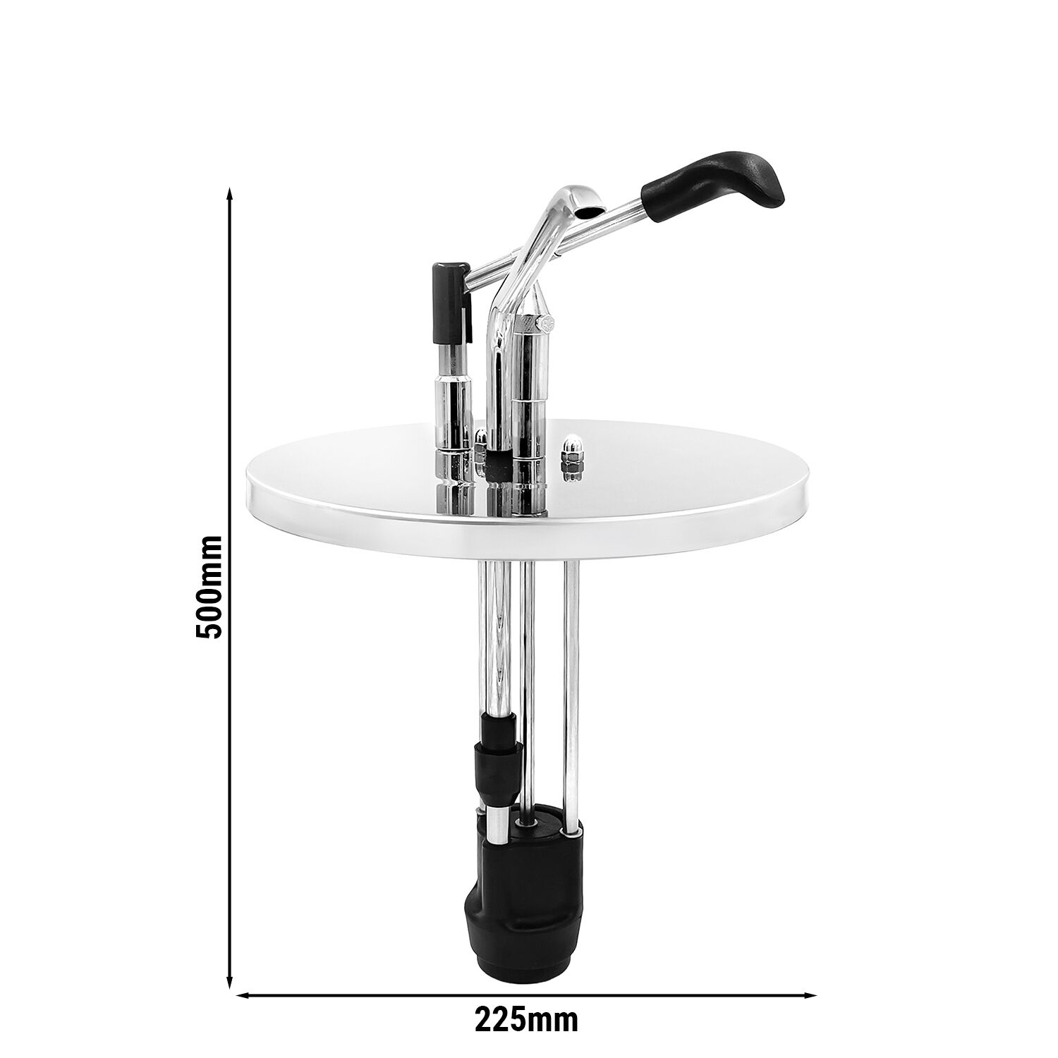 Pompe à sauce - à levier - dosage réglable - compatible avec bac inox rond 10L - sans cuve - acier inoxydable - 225x500mm