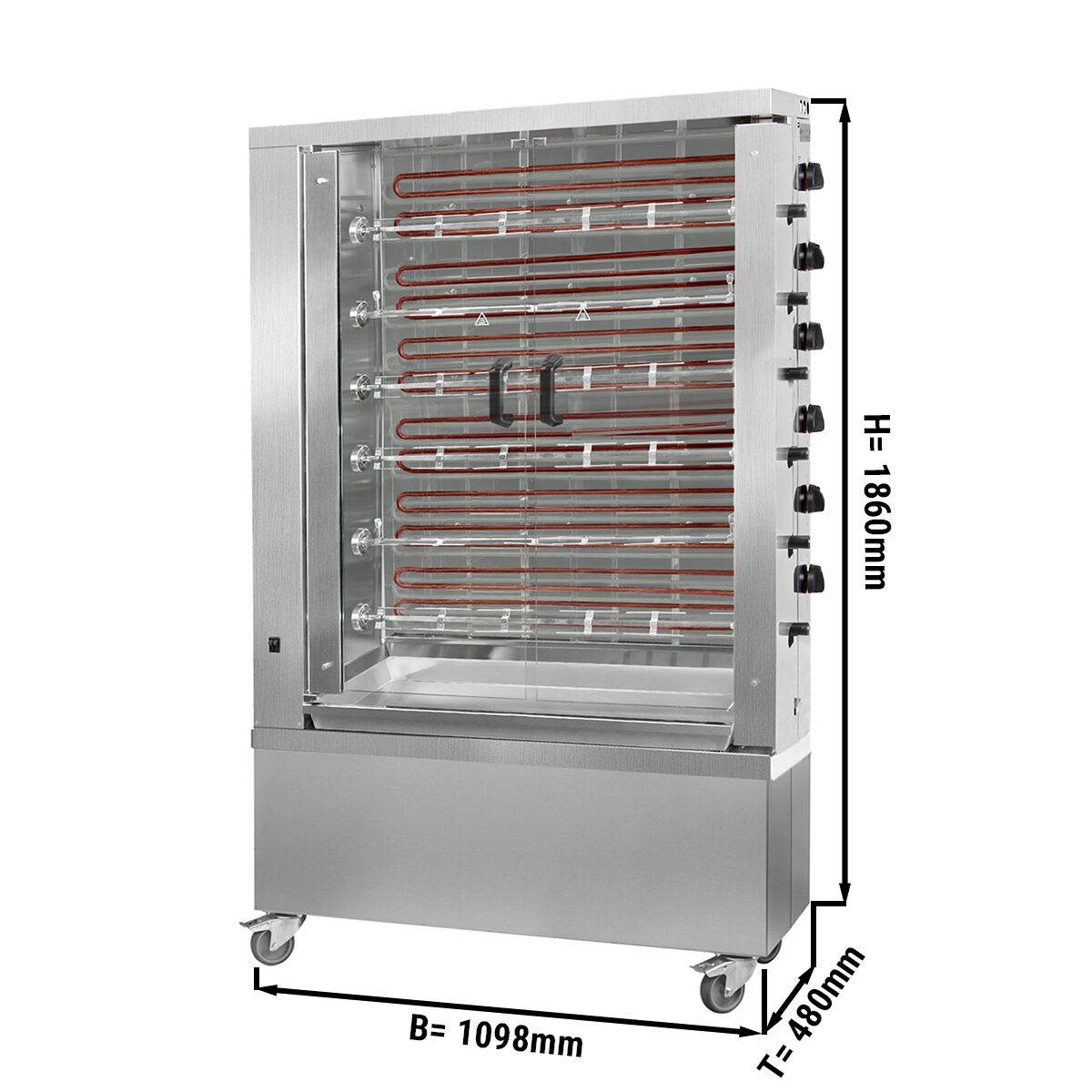 Commercial Electric Chicken Rotisserie Oven - 28.8kW - with 6 Skewers for up to 36 chickens - Cream