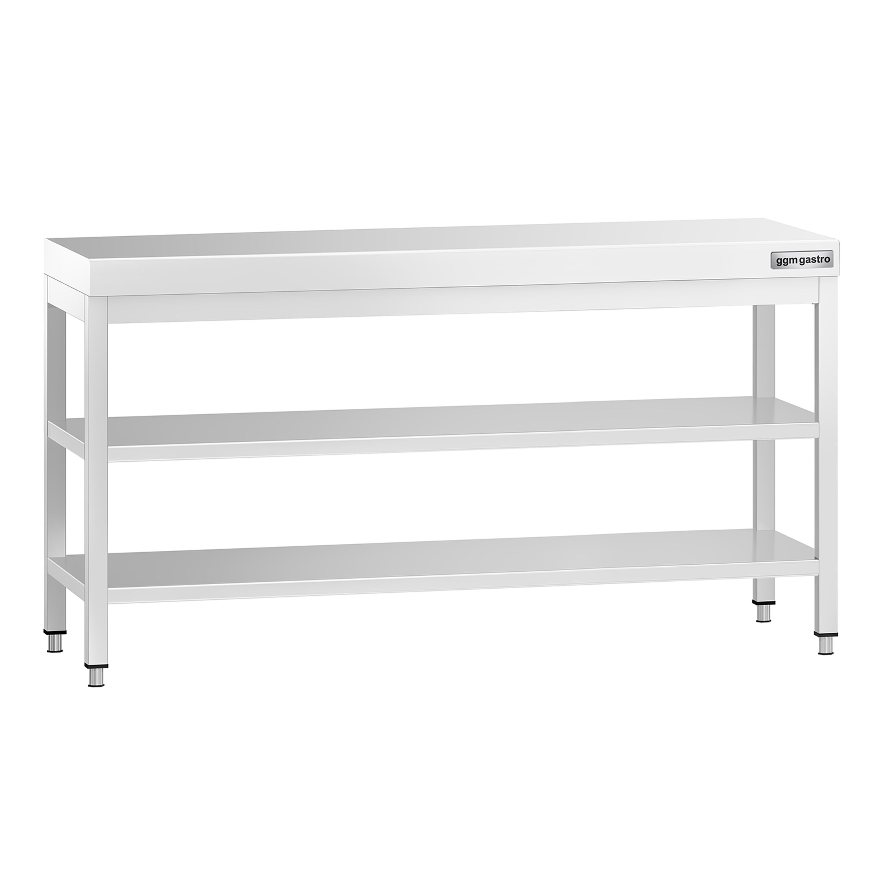 Table de travail inox PREMIUM - 1800 x 700 mm - avec tablette inférieure & Tablette intermédiaire