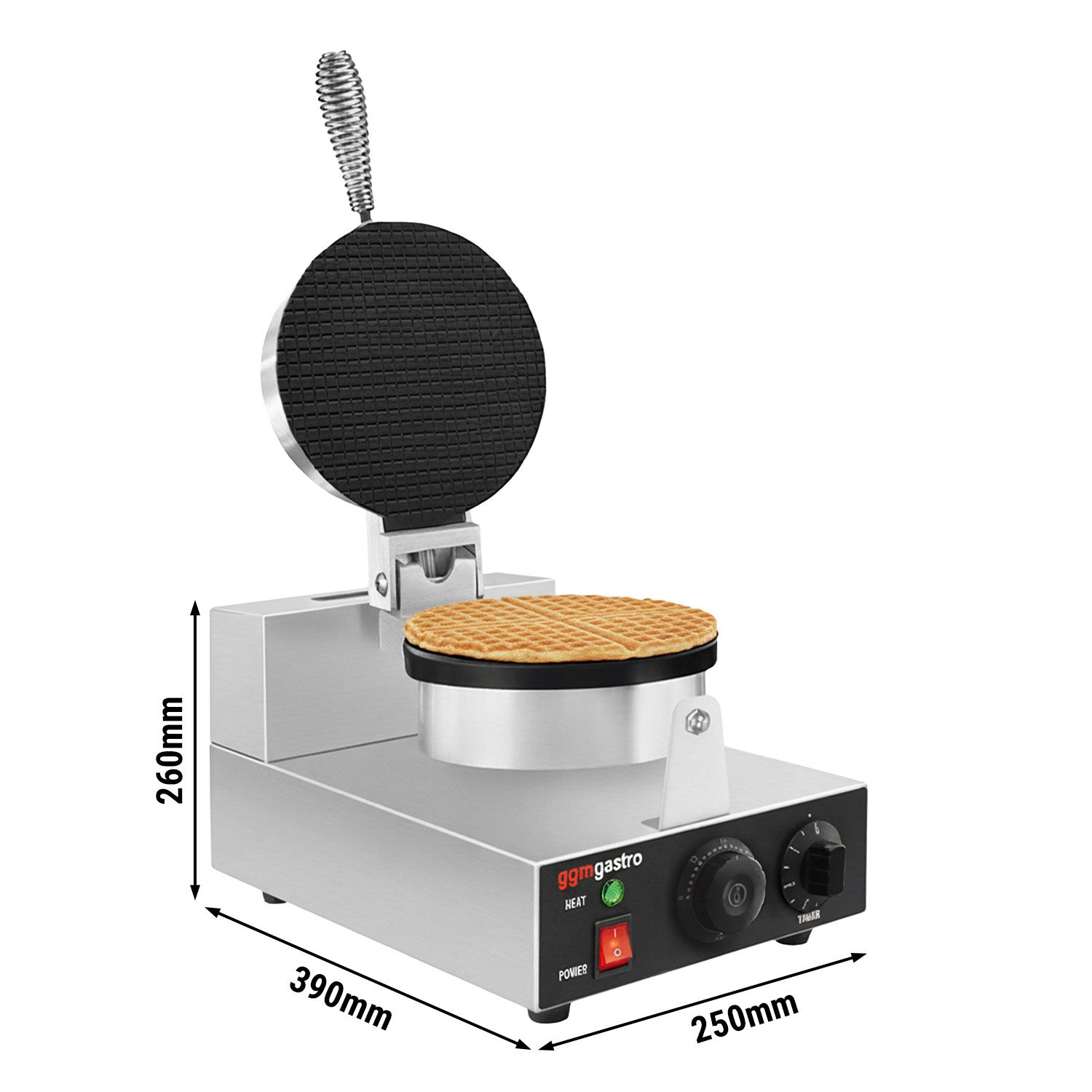 Gaufrier – simple – manuel – 1,3 kW – Forme : cornet de glace – Ø 190 mm