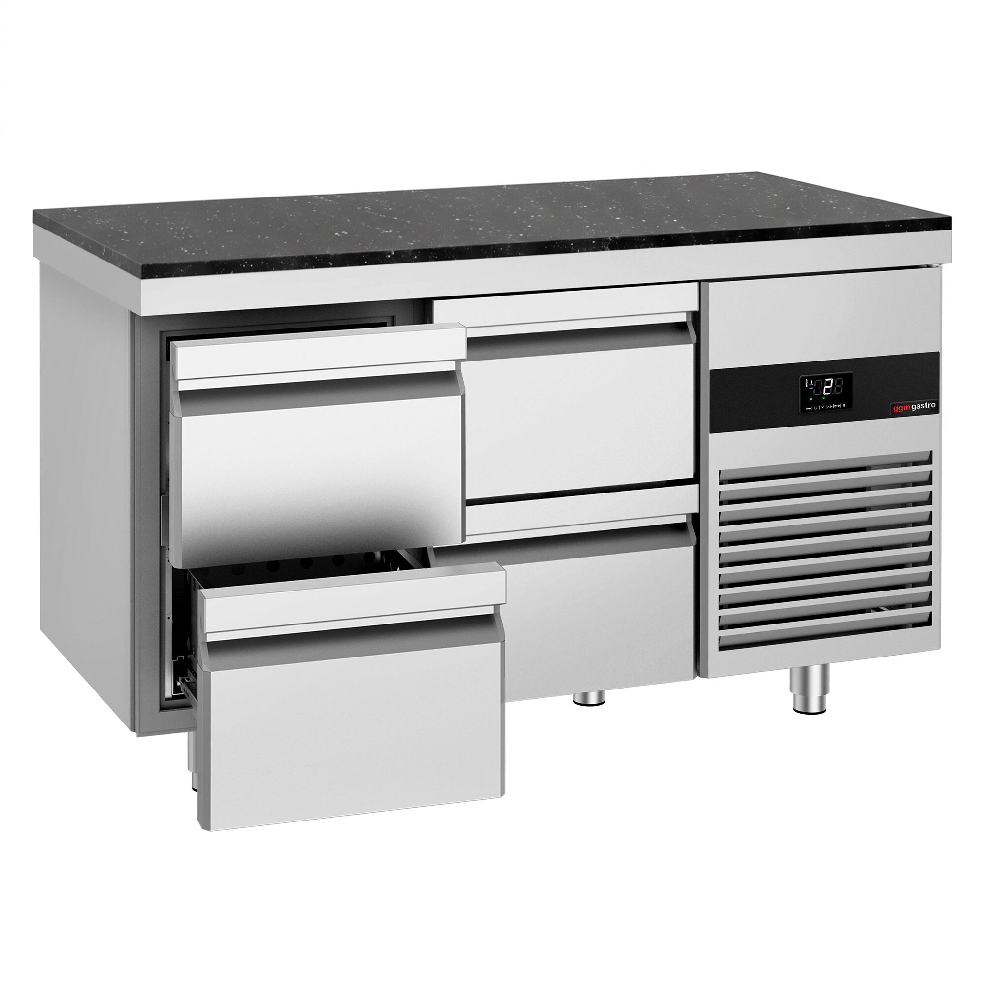 PREMIUM Refrigerated Counter – 1400 × 700 mm – with 4 Drawers – incl. Granite Worktop