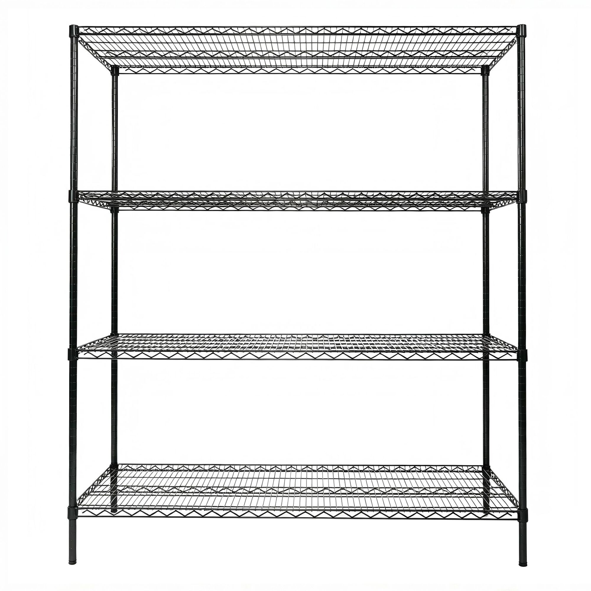 Stalen rek - 1500 x 450 mm - 4 legplanken - Zwart