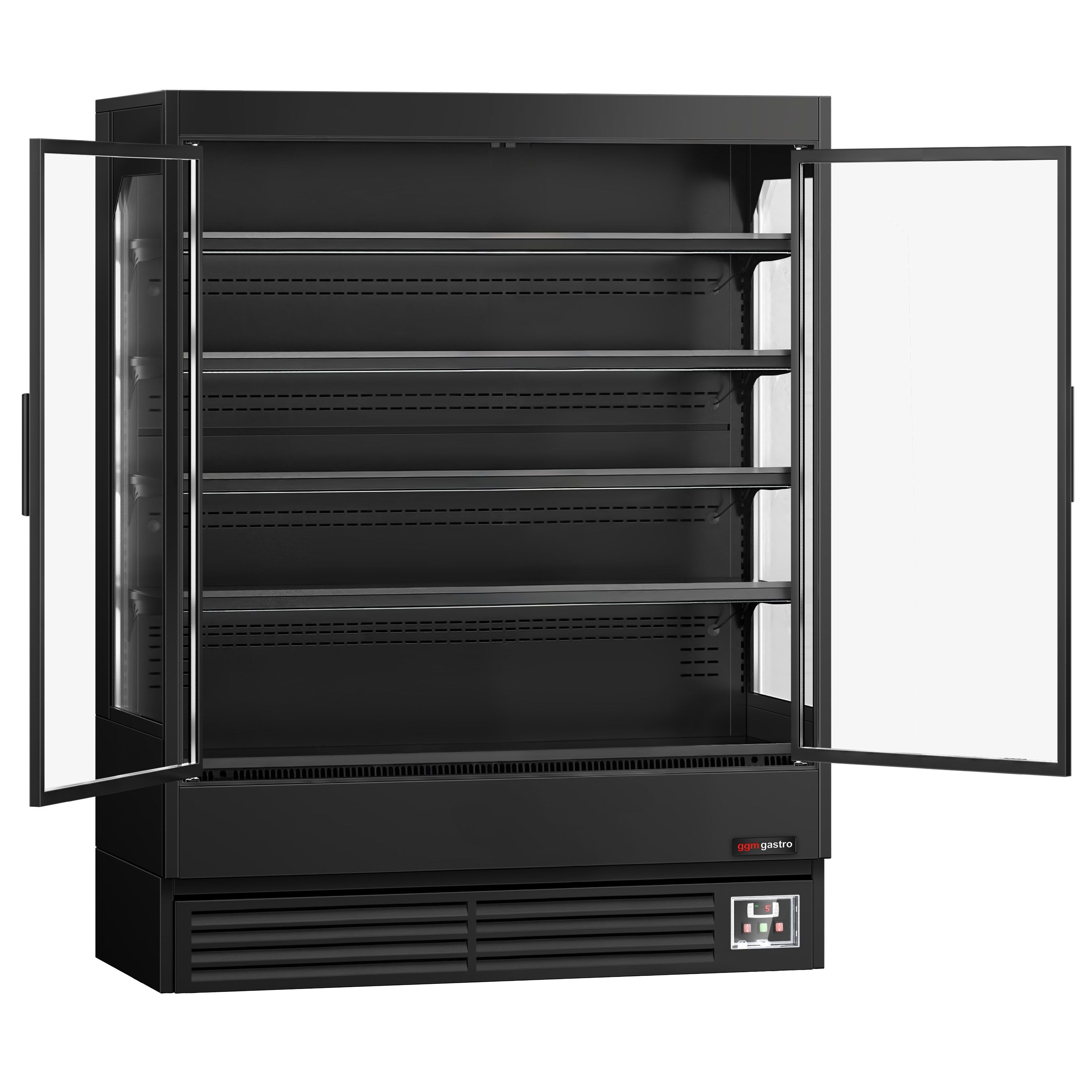 Vitrine murale réfrigérée - 1524mm - 693L - avec 2 portes battantes vitrées & 4 étagères - Noir