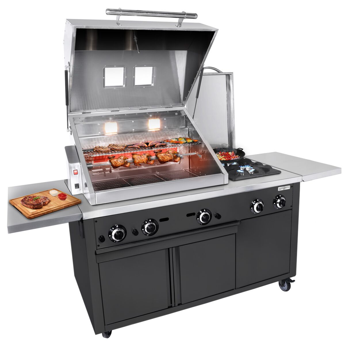 Commercial Gas Chargrill - 22.5kW - Freestanding - 850mm Deep - Black