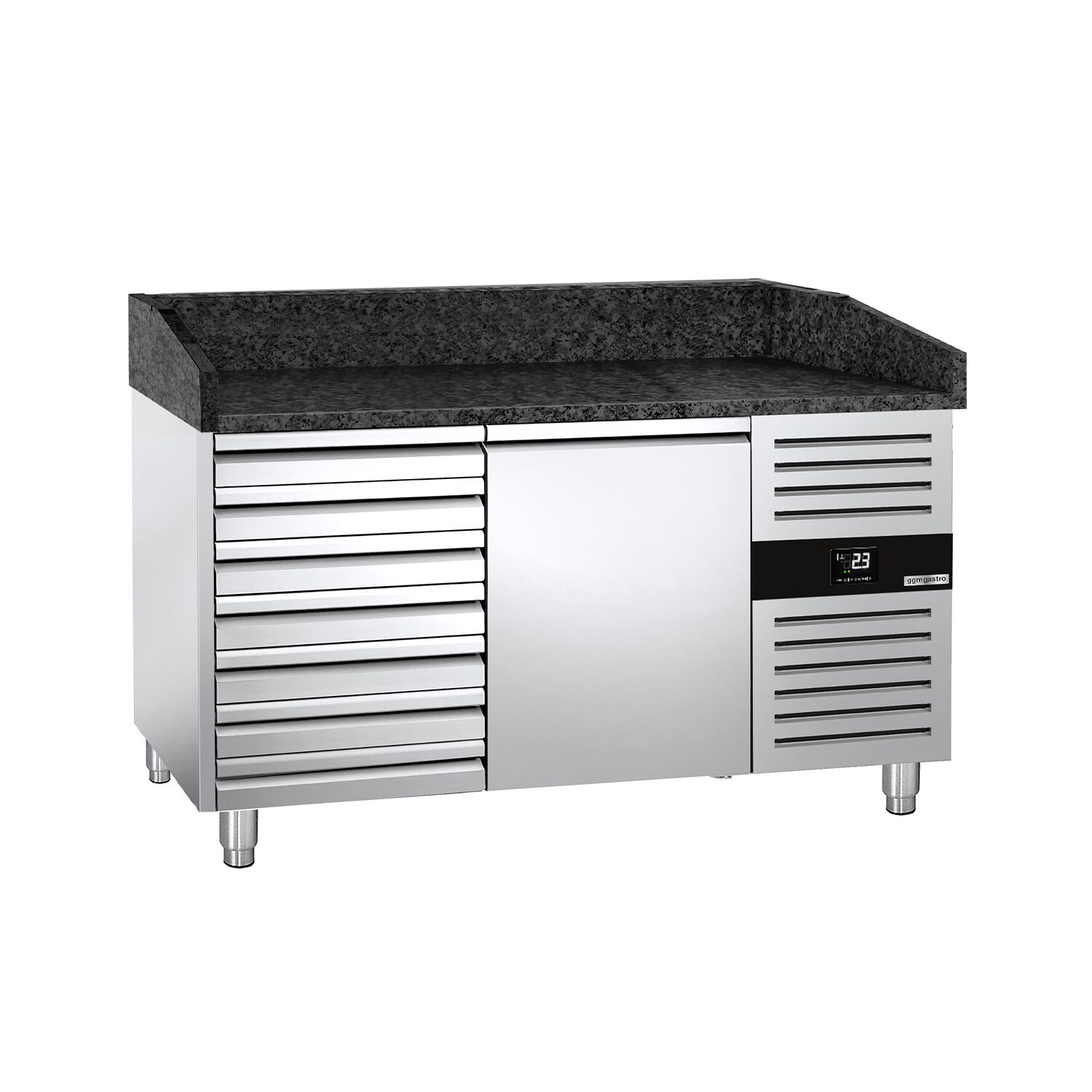 Pizzapult PREMIUM - 1500x800 mm - 1 ajtó + 7 fiók - gránit munkalappal