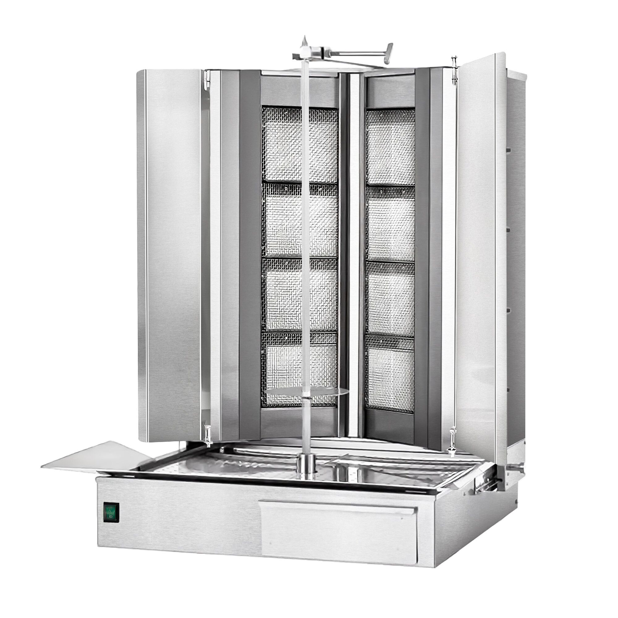Gas Doner Kebab Grill (Shawarma/Gyros) - 8 Burner - up to 100kg - 32.5kW - incl. 2 splash guards & 2 double doors