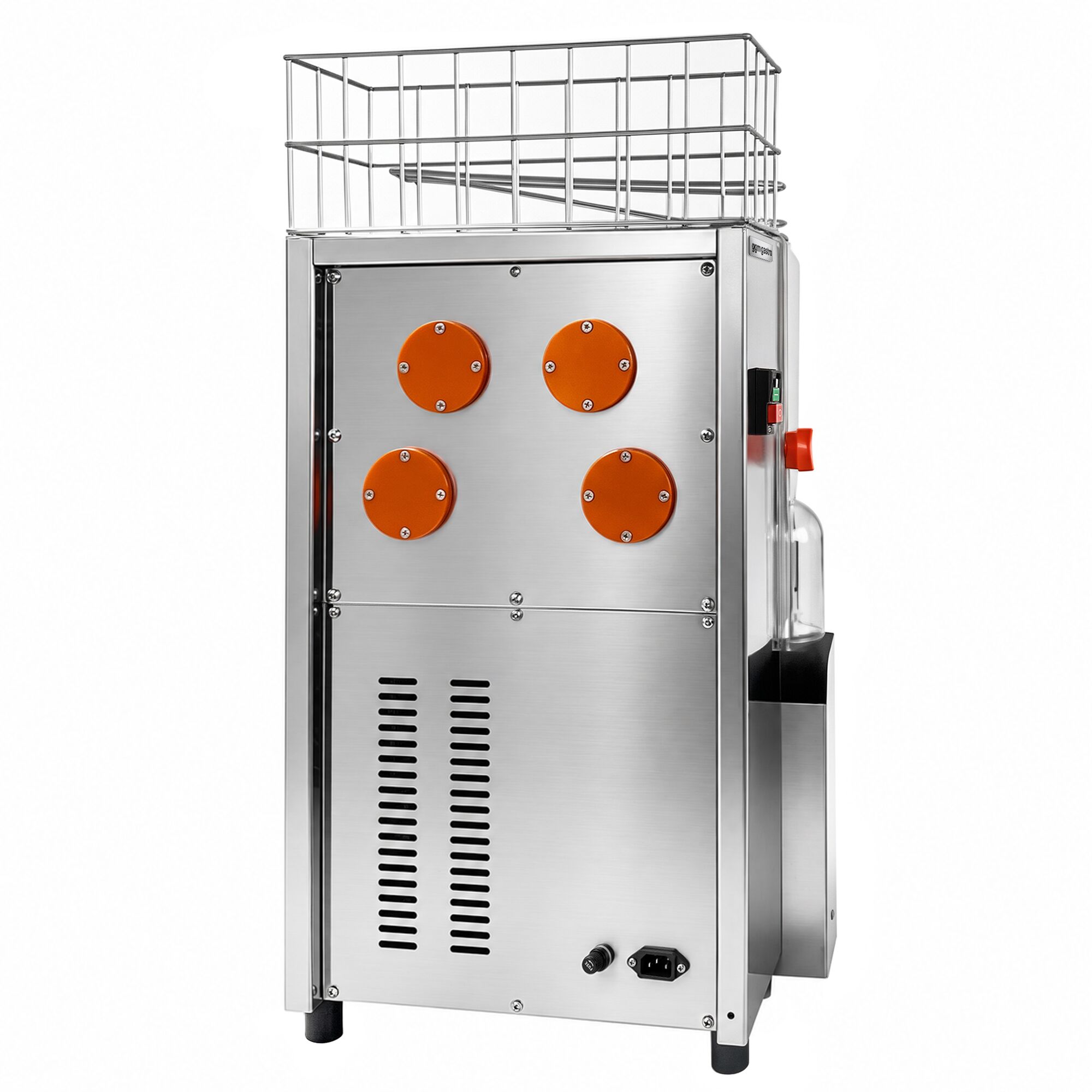 Electric orange juicer – with manual fruit feed and drain tap