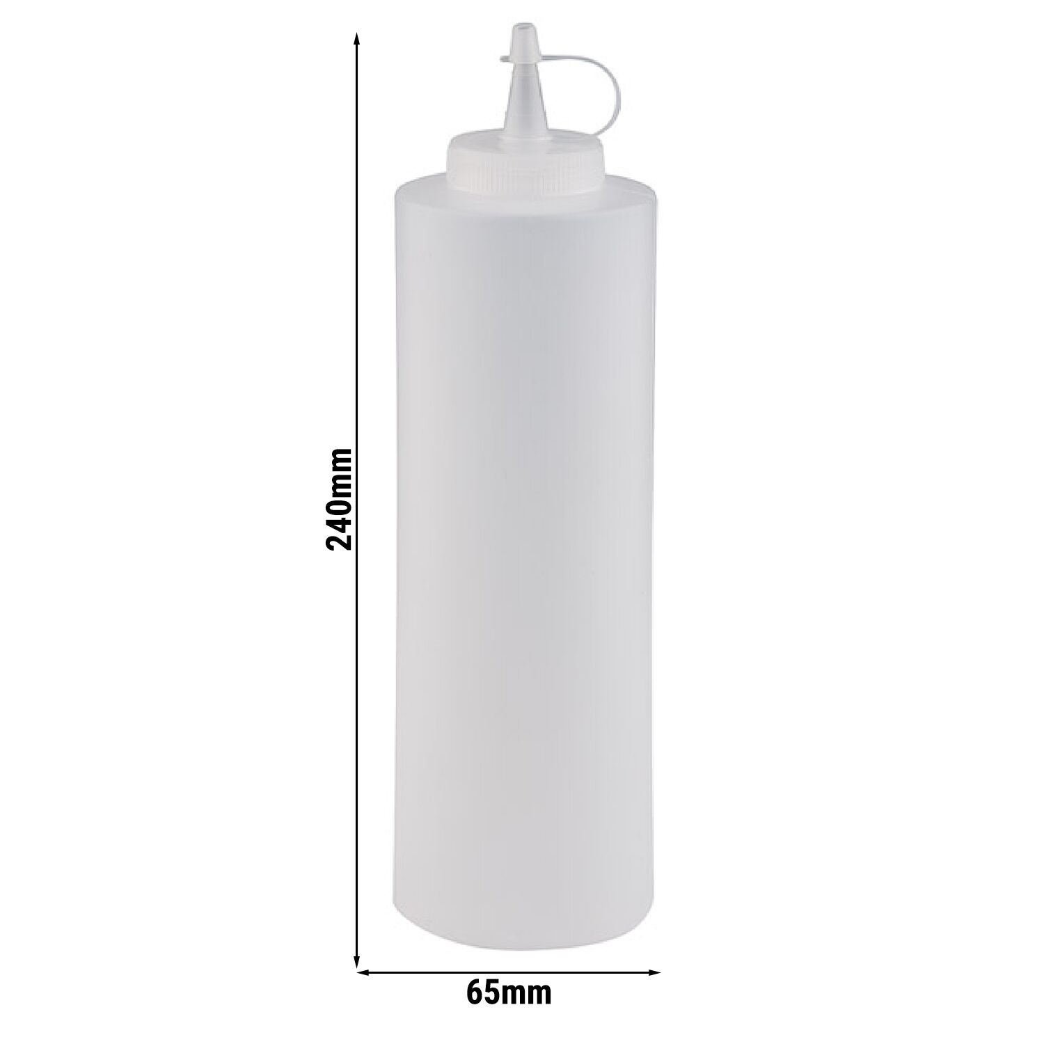 (6 pcs) Bouteille à sauce souple - PEBD - 650ml - Ø65mm - avec capuchon de fermeture - Blanc