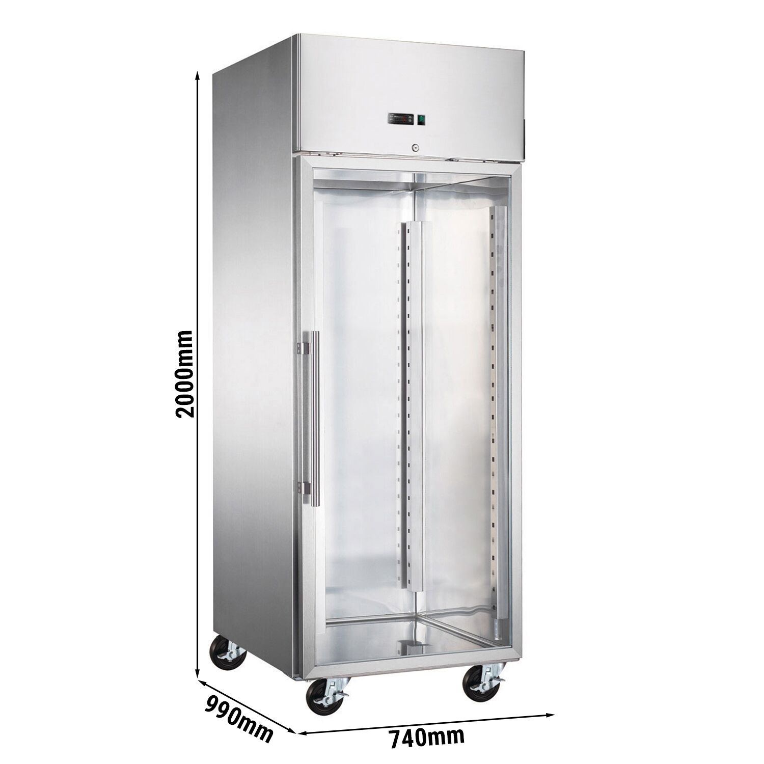 Congélateur de boulangerie inox ECO – EN 600x800 – 600 litres – avec 1 porte vitrée