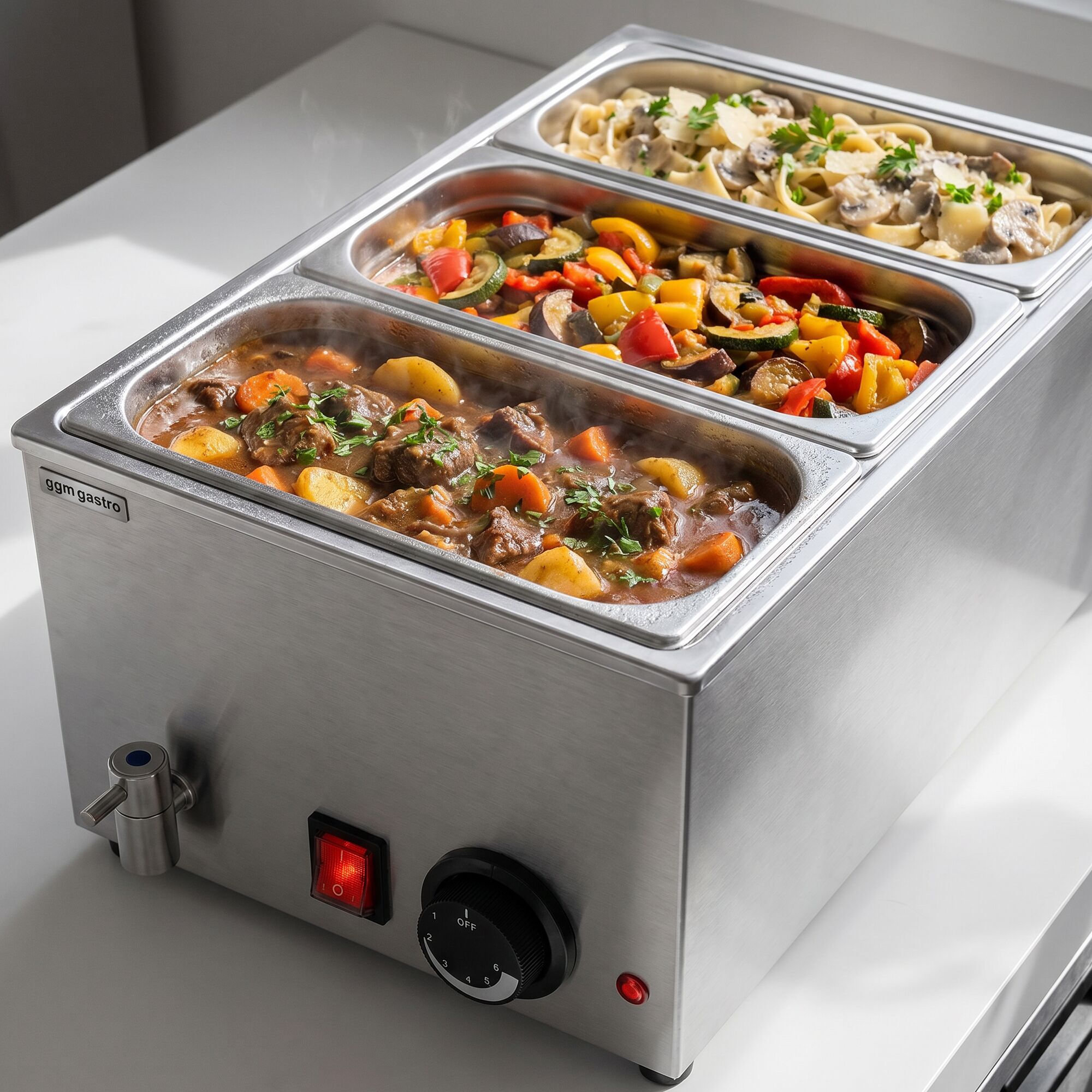 Countertop Bain Marie - GN 1/1 - 150mm deep - 1,2 kW - with Drain Tap