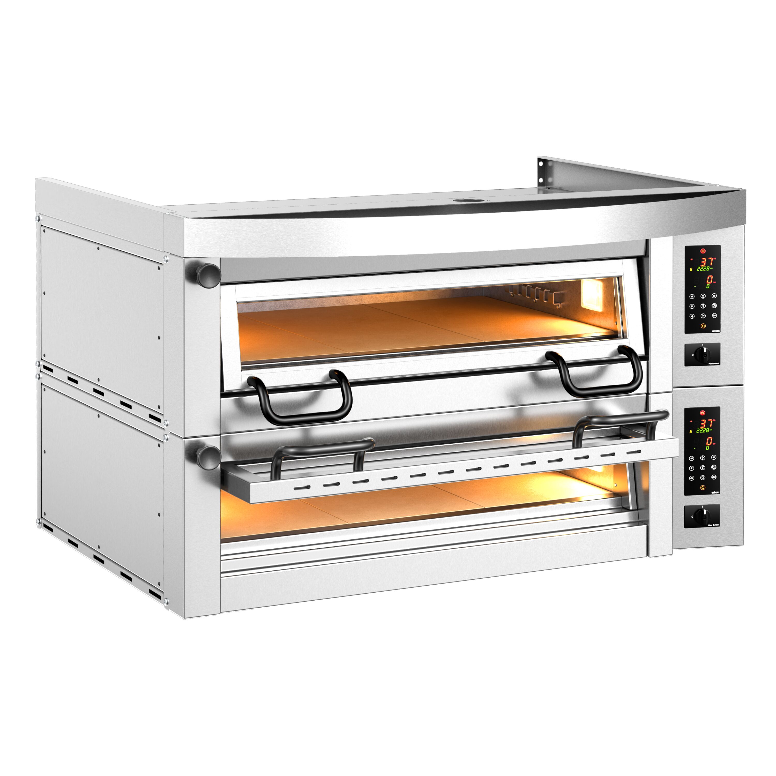 (2 szt.) Elektryczny Piec do pizzy - 2 x 6 x Ø34cm - Panel dotykowy - z okapem