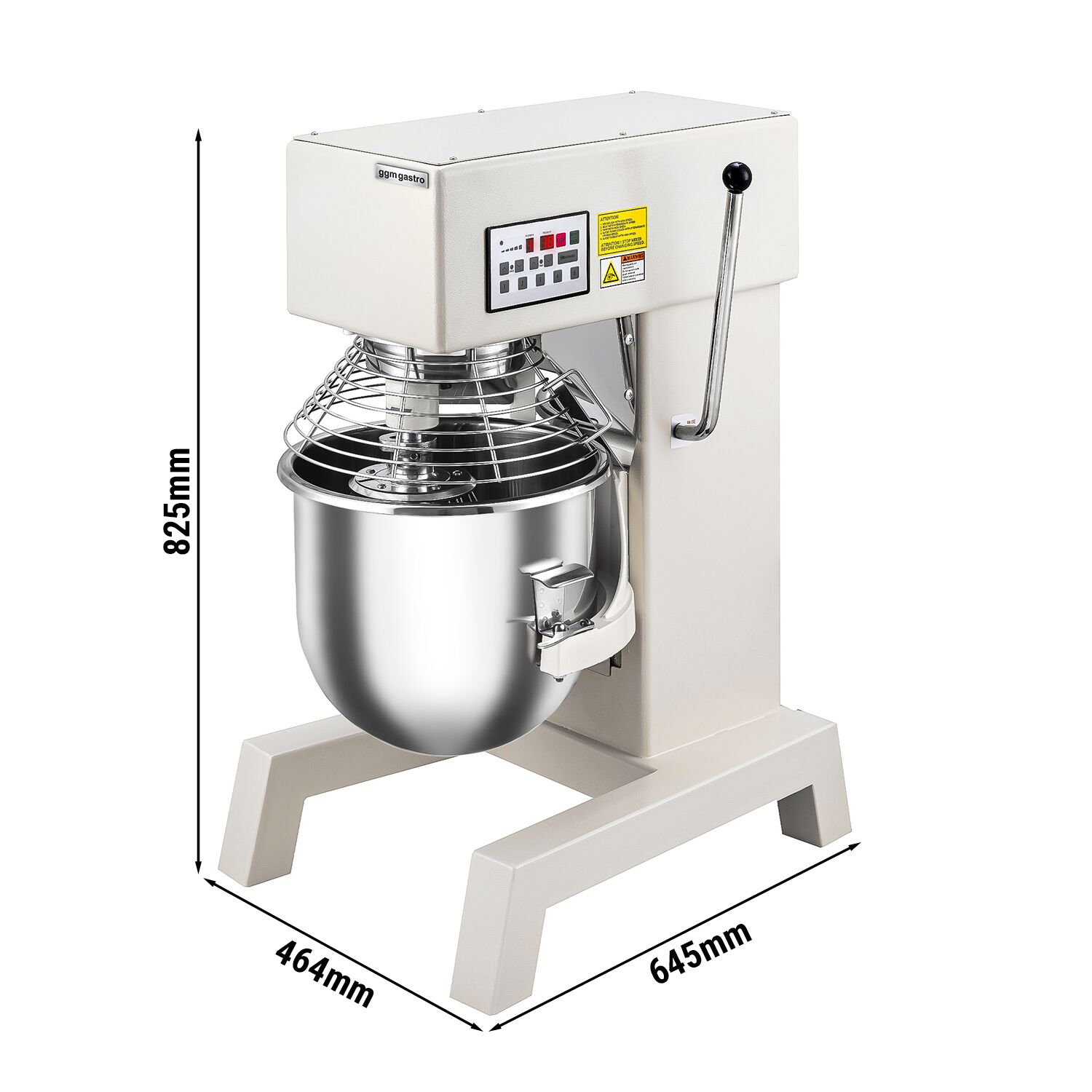 Batteur-mélangeur planétaire professionnel - 20L - 1,1kW - avec affichage, éclairage & 3 outils