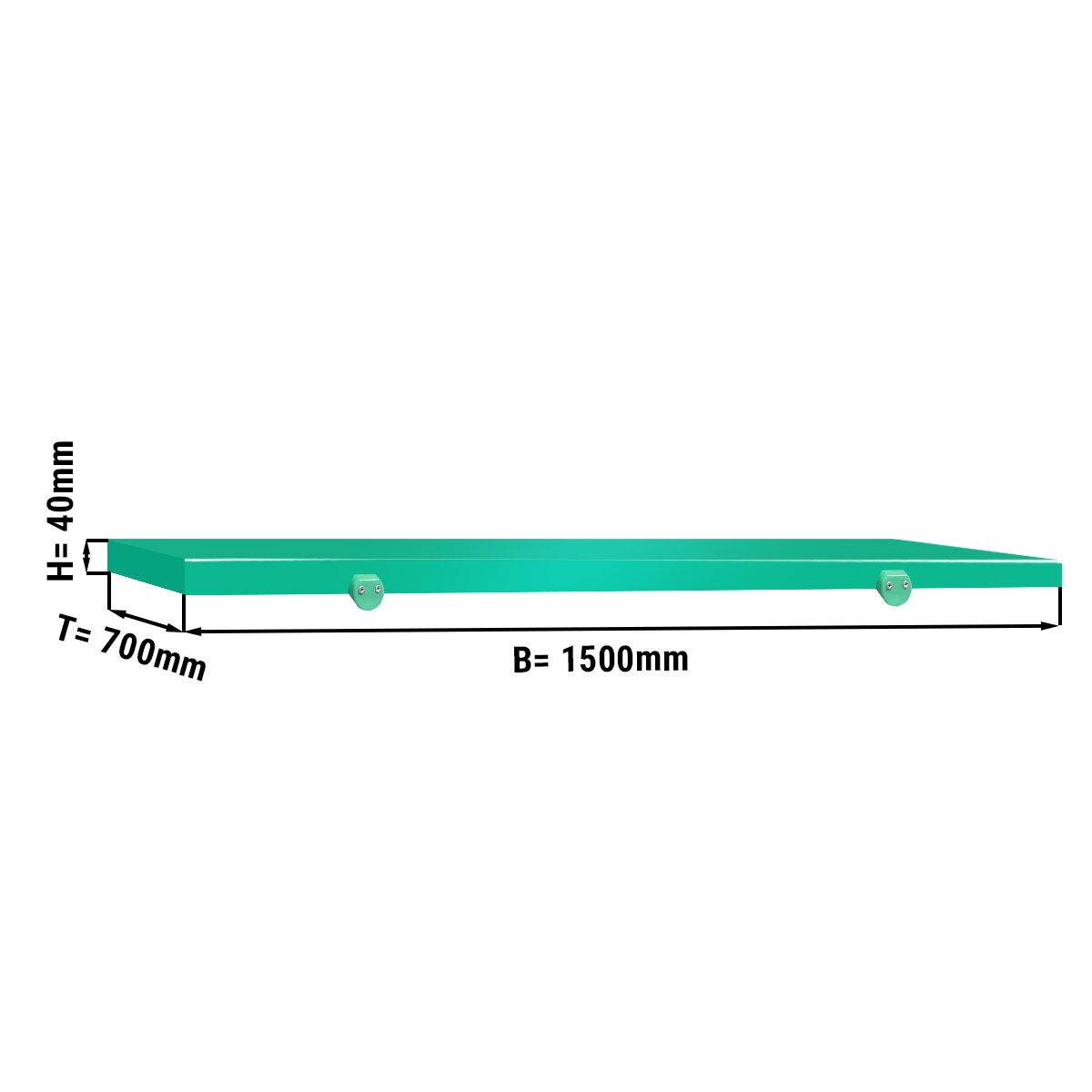 Chopping Board for Prep Table - 1500x700mm - Thickness: 40mm - HACCP-Compliant - PE500 (HDPE) - Green