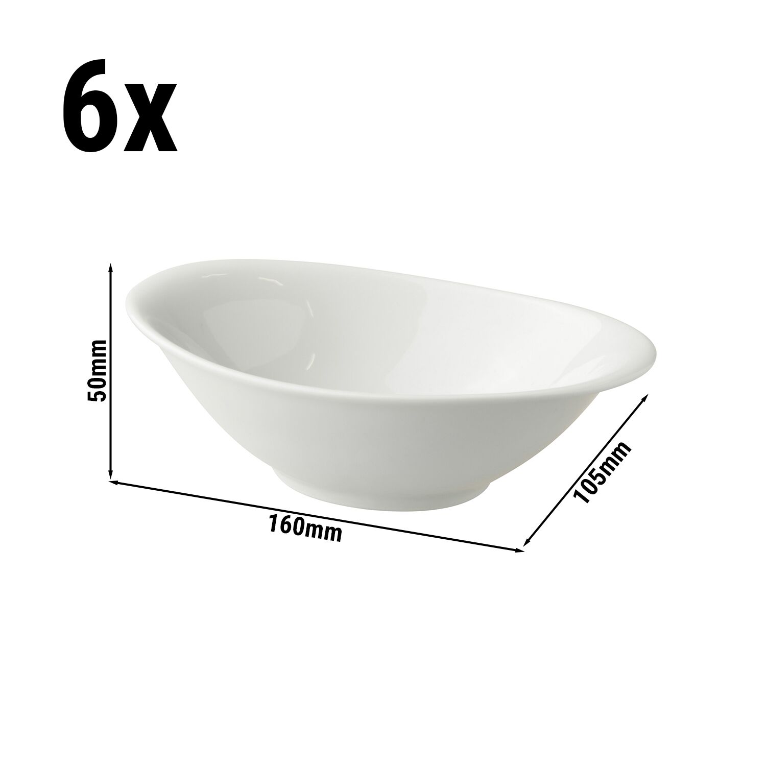 (6 pcs) Coupe - WHITE DELIGHT - Porcelaine - 160x105mm - 200ml - Blanc