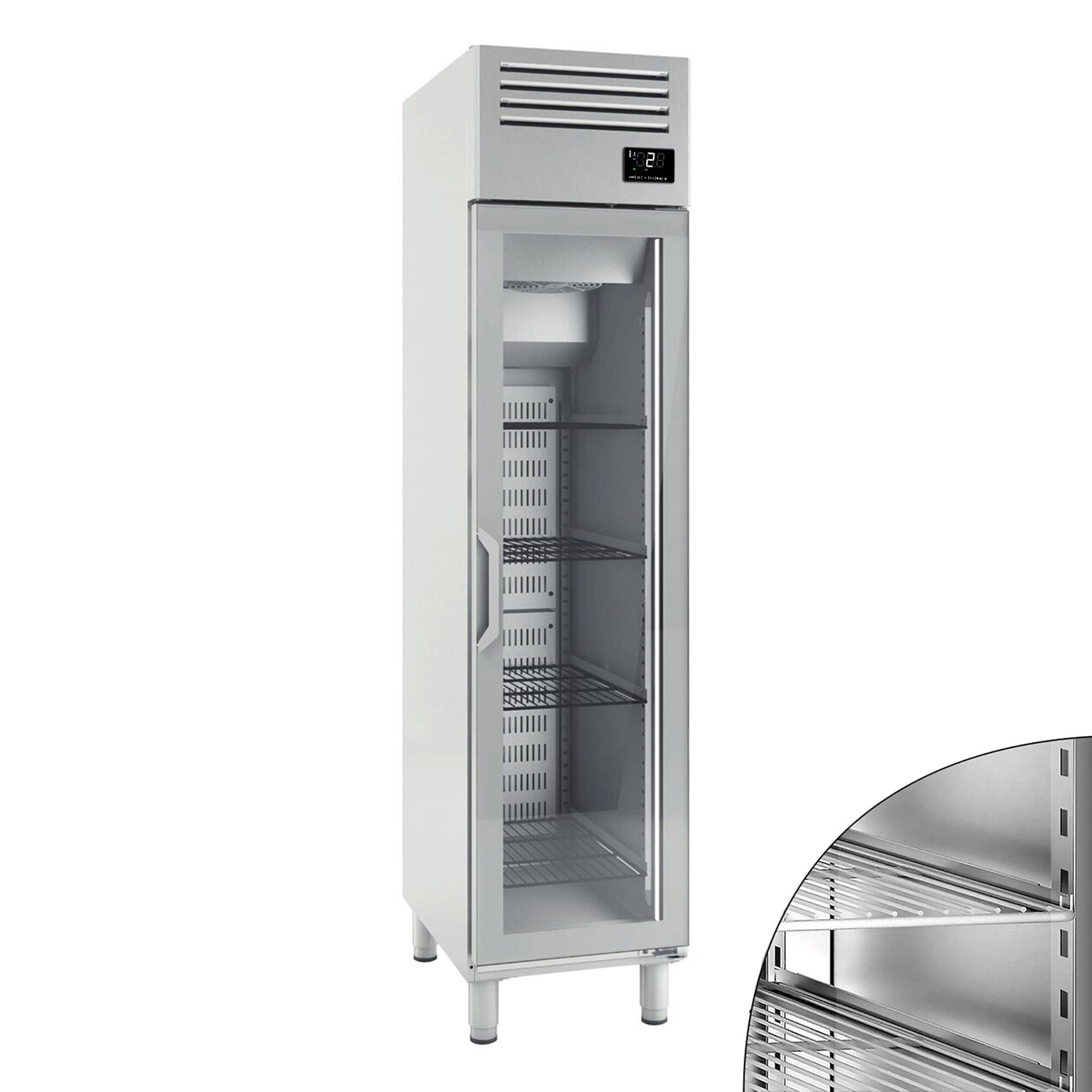 Armoire réfrigérée vitrée positive en acier inoxydable PREMIUM PLUS - GN 1/1 - 325 L - avec 1 porte vitrée