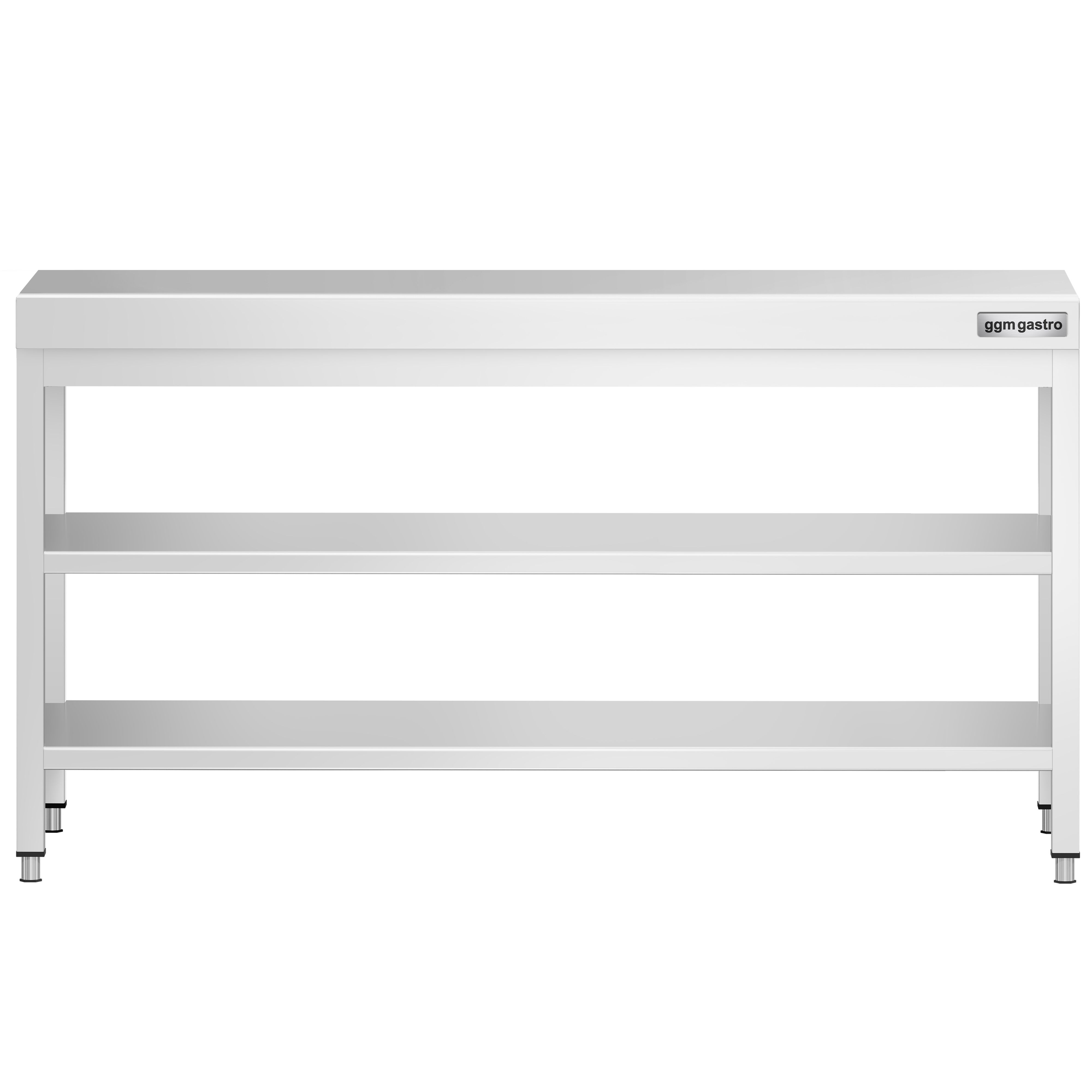 Table de travail inox PREMIUM - 2000 x 800 mm - avec tablette inférieure & Tablette intermédiaire