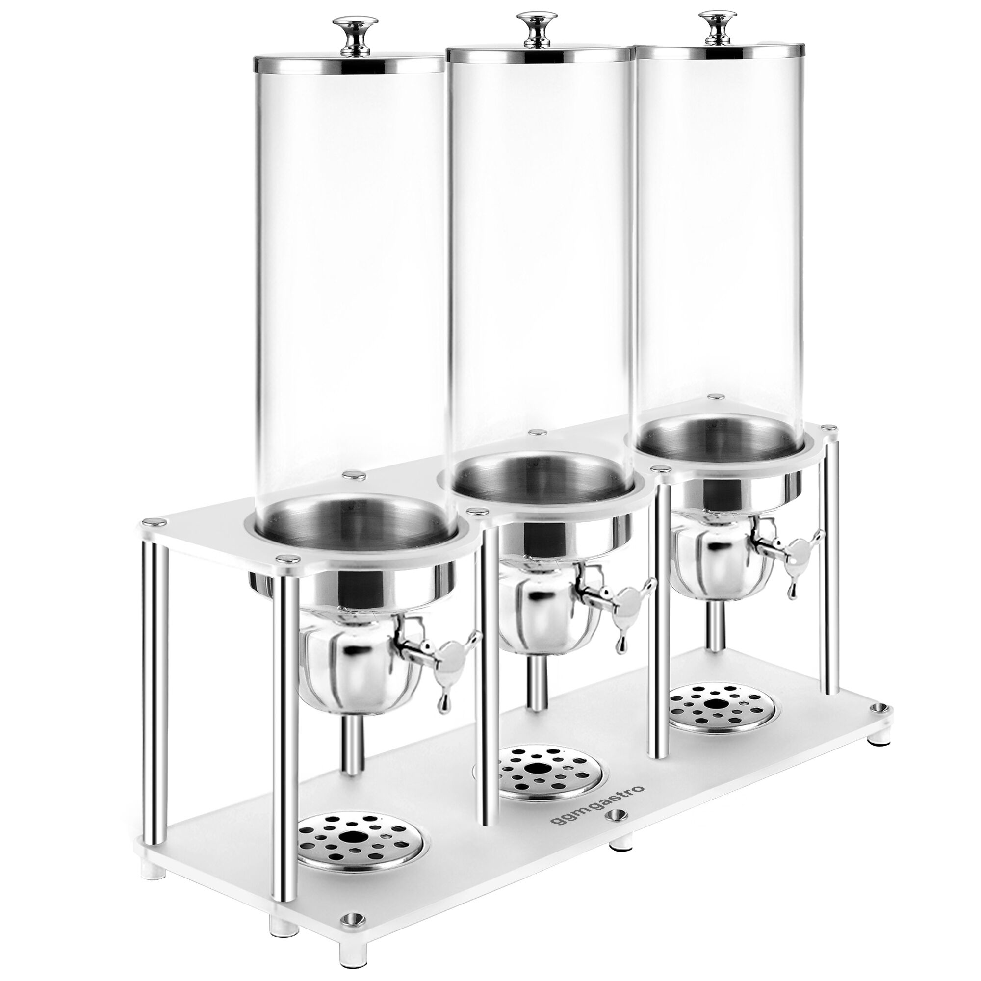 Distributeur de céréales - 3 récipients en plastique - 3x 3,7 litres - Argent