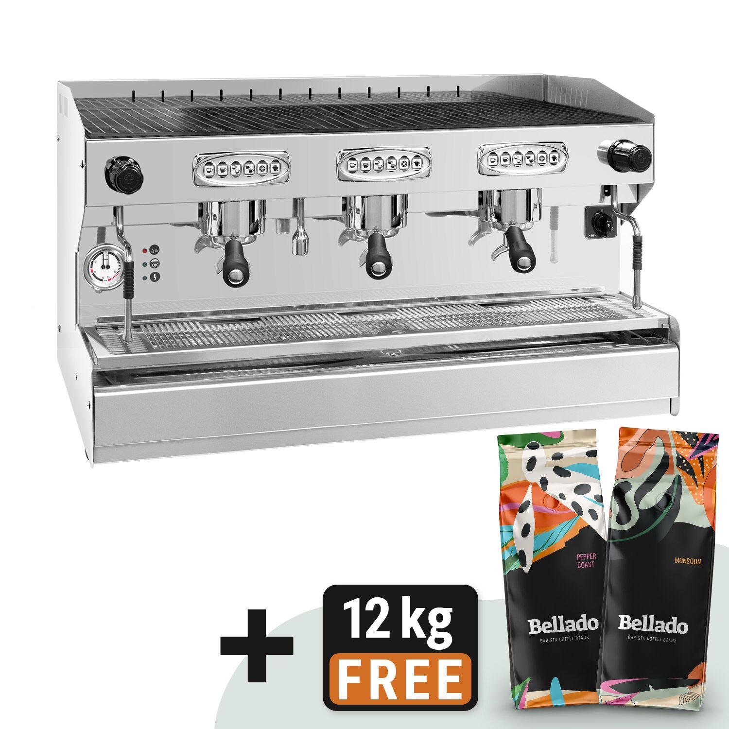 Machine à café porte-filtre « Allegro » – 3 groupes – avec système de préinfusion inclus