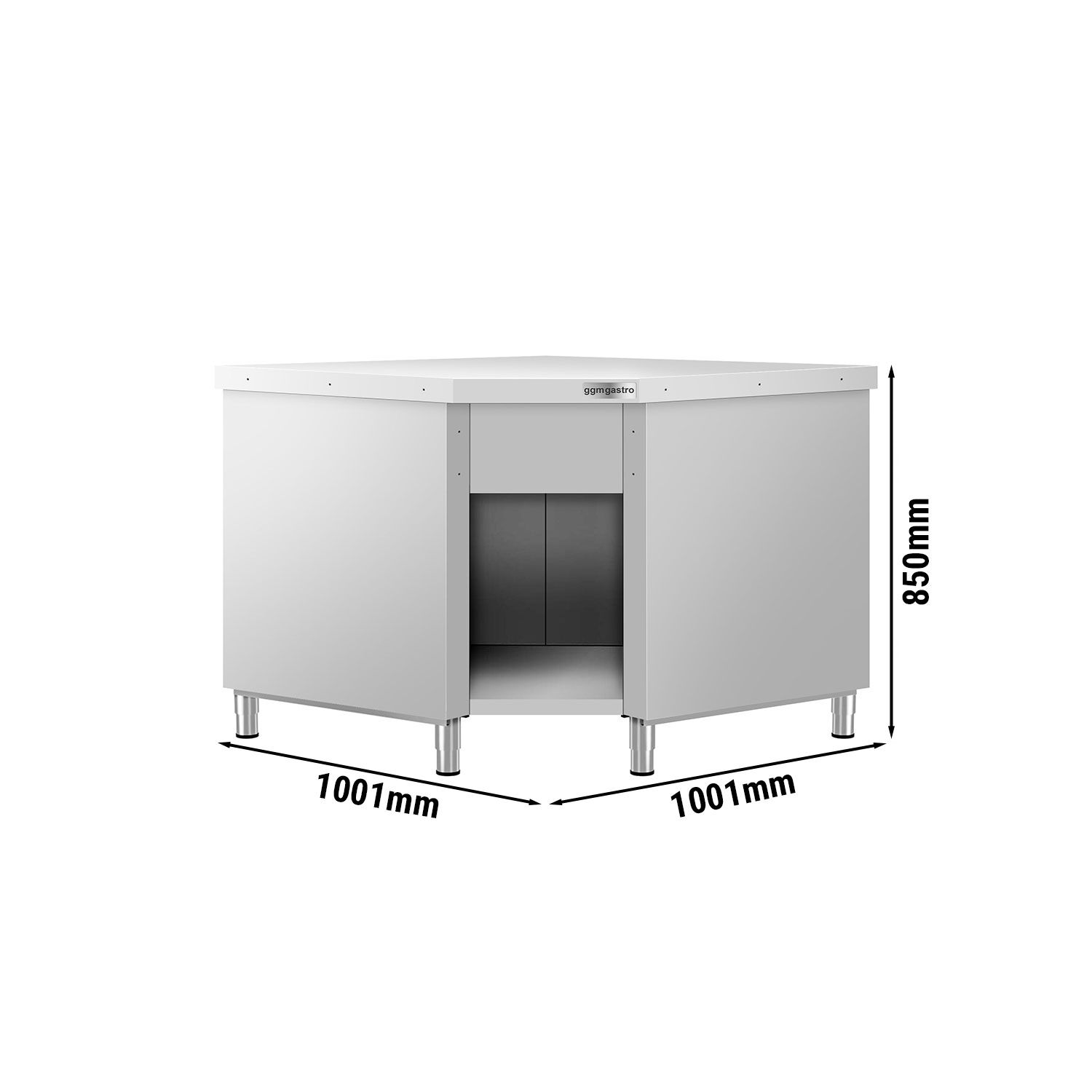 Table armoire d’angle en acier inoxydable KOPENHAGEN - 1001x1001mm