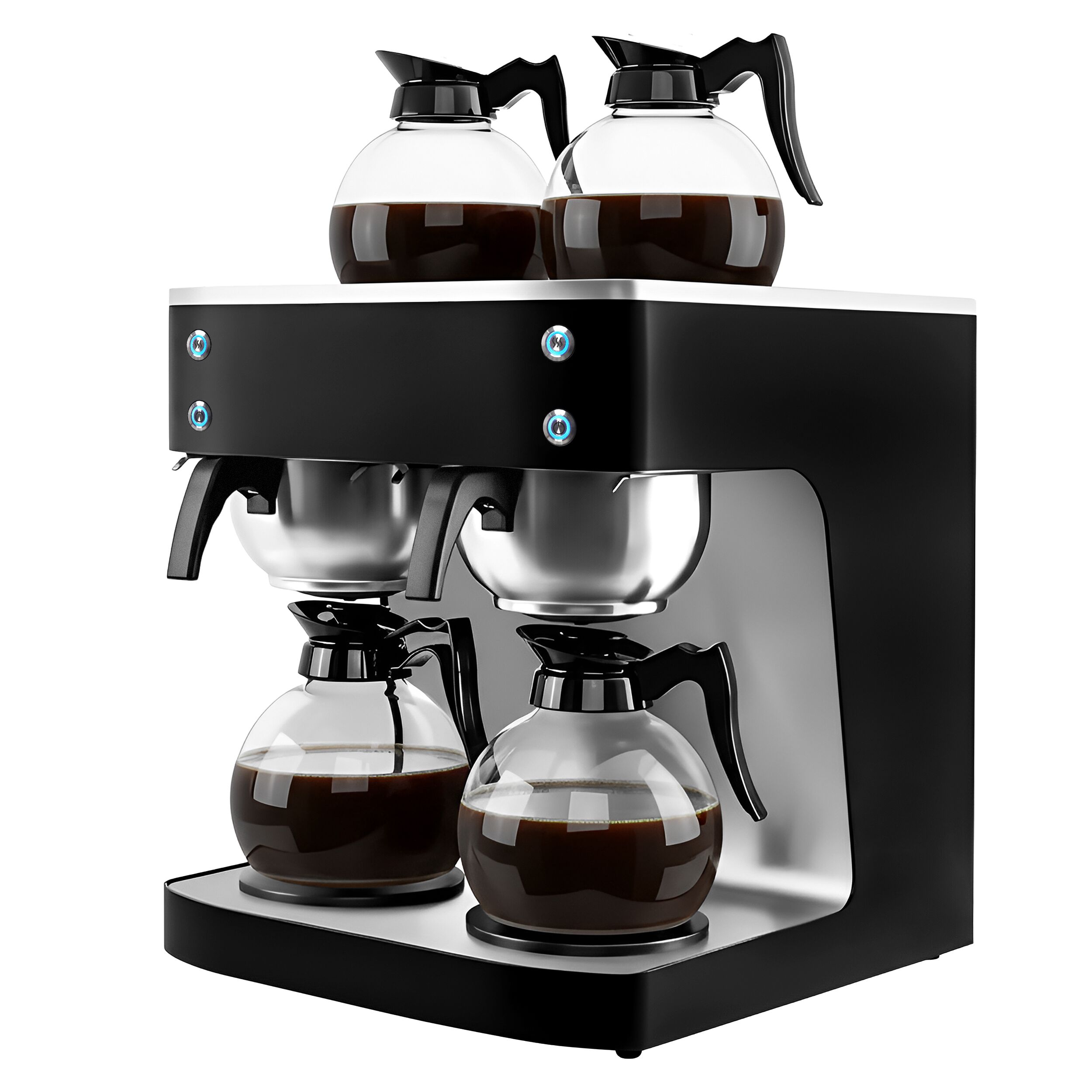 Machine à café filtre professionnelle - 2x 1,8L - 4,04 kW - remplissage manuel - avec 4 plaques chauffantes - incl. 2 pichets en verre