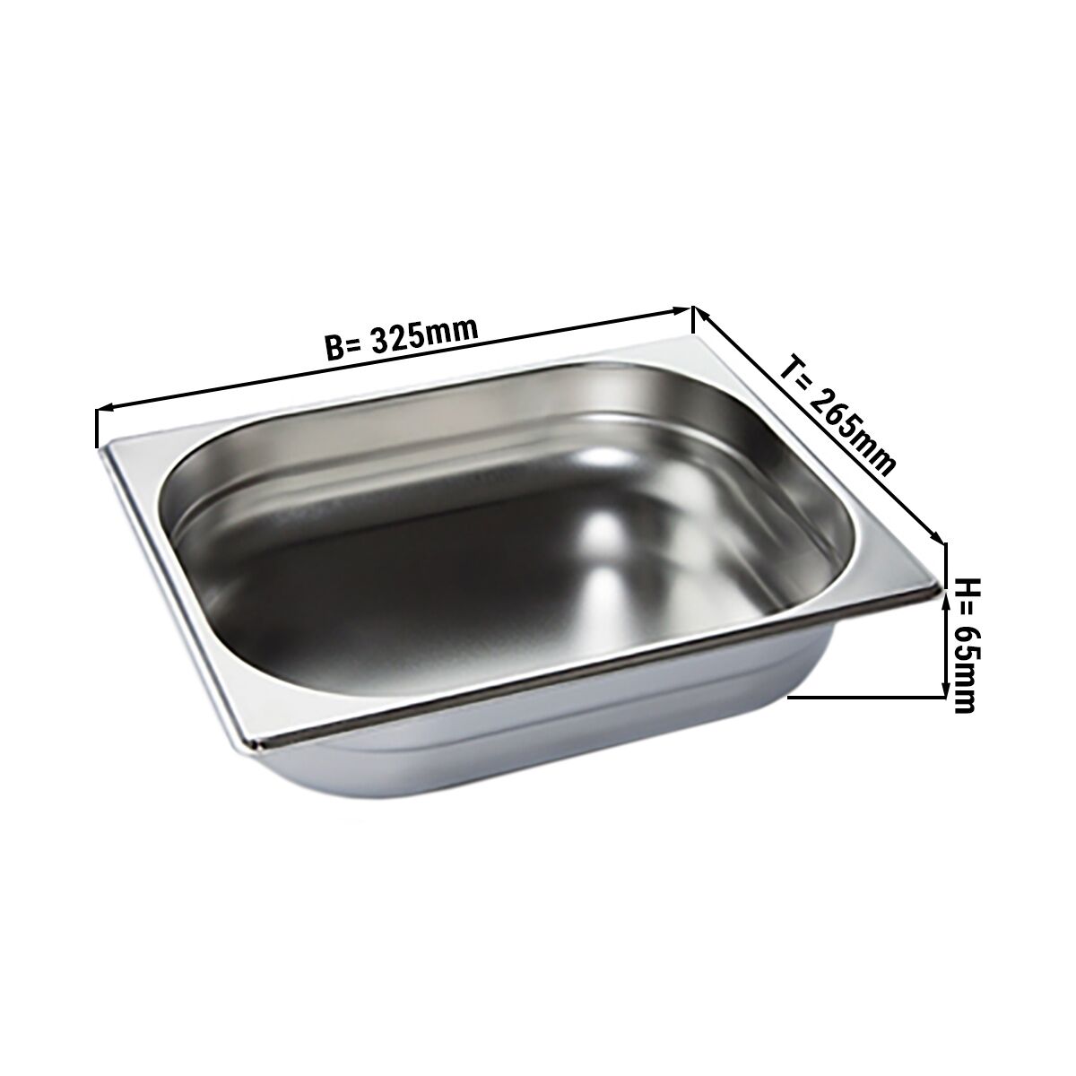 Stainless Steel Gastronorm Pan GN 1/2 - Depth: 65mm