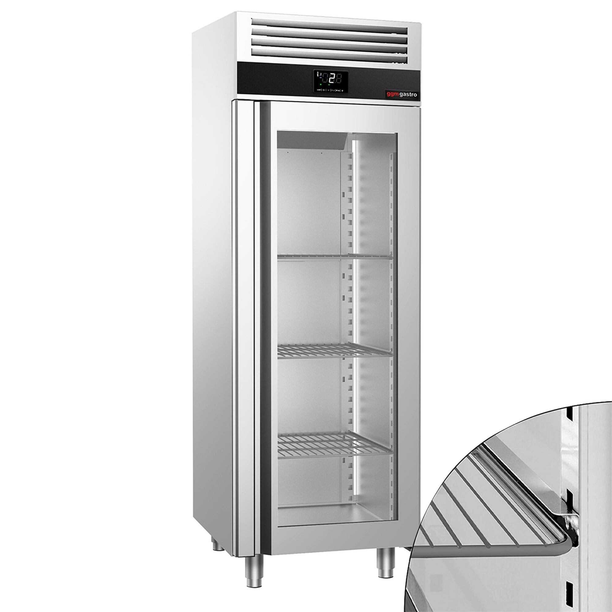 Armoire réfrigérée vitrée positive Inox AISI 304 PREMIUM - avec 1 porte vitrée