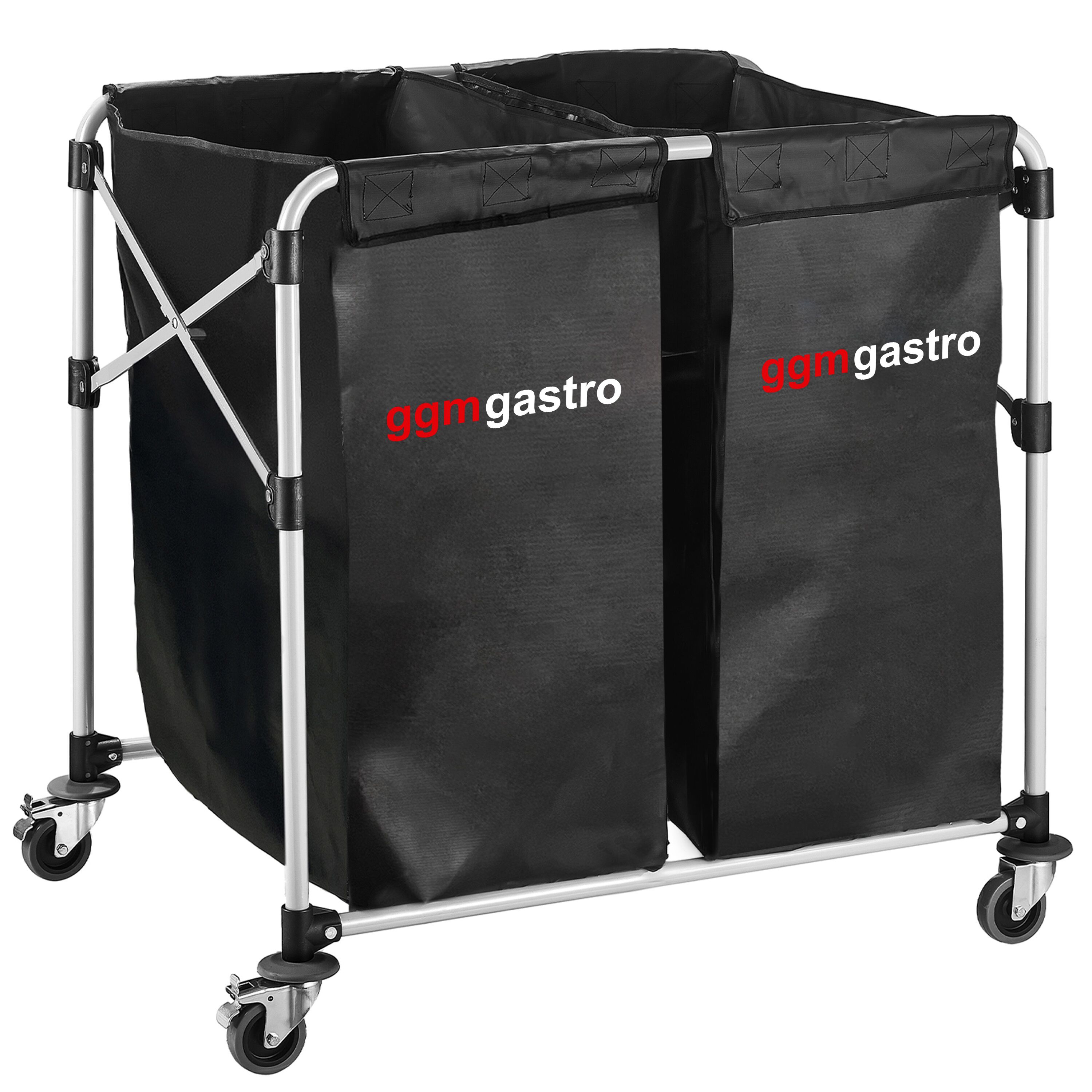 Chariot à linge - pliant - 2x 150L - cadre en aluminium - Noir
