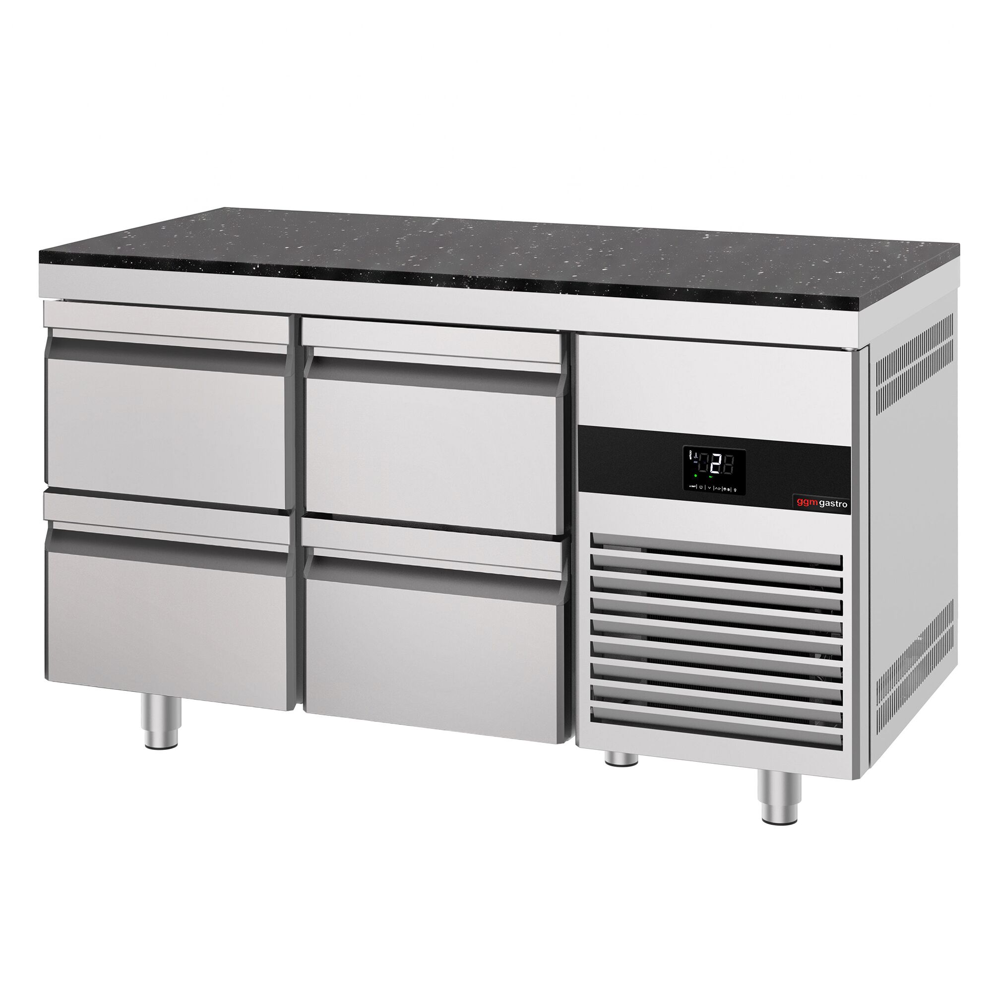 PREMIUM Refrigerated Counter – 1400 × 700 mm – with 4 Drawers – incl. Granite Worktop