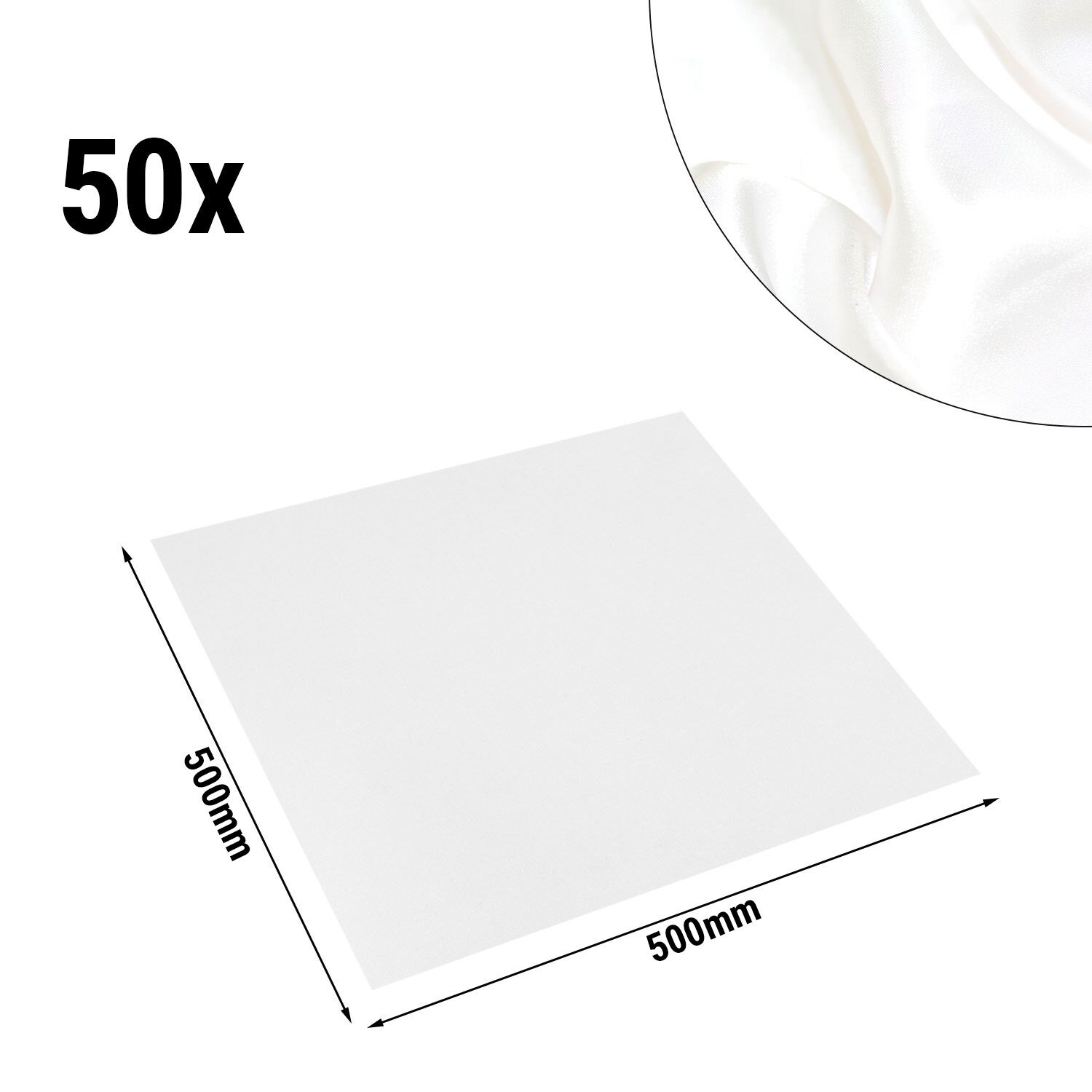 (50 pcs) Serviette de table satin uni en coton Porto - 50x50cm - Blanc