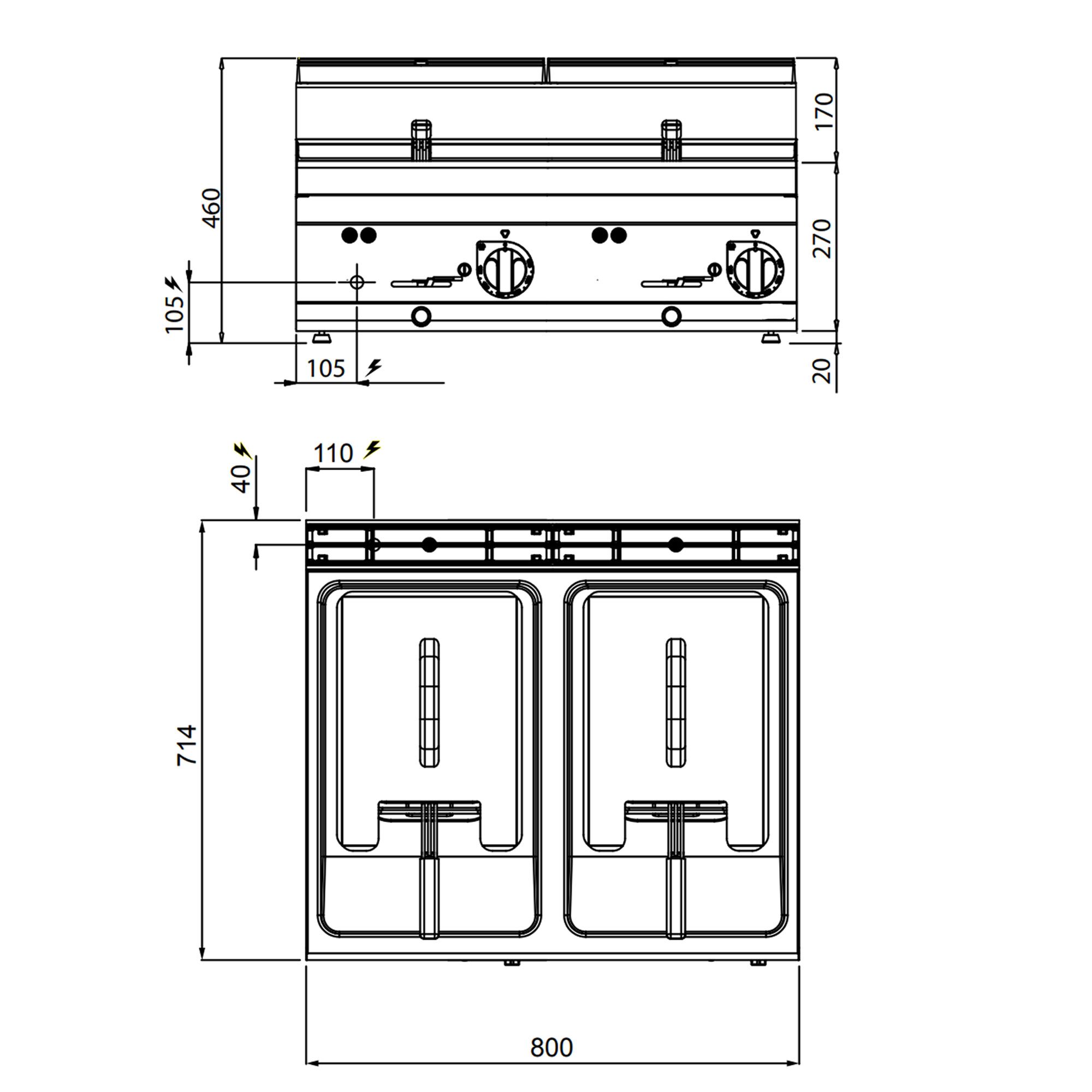 Friteuse électrique double – 10+10 litres – 18 kW