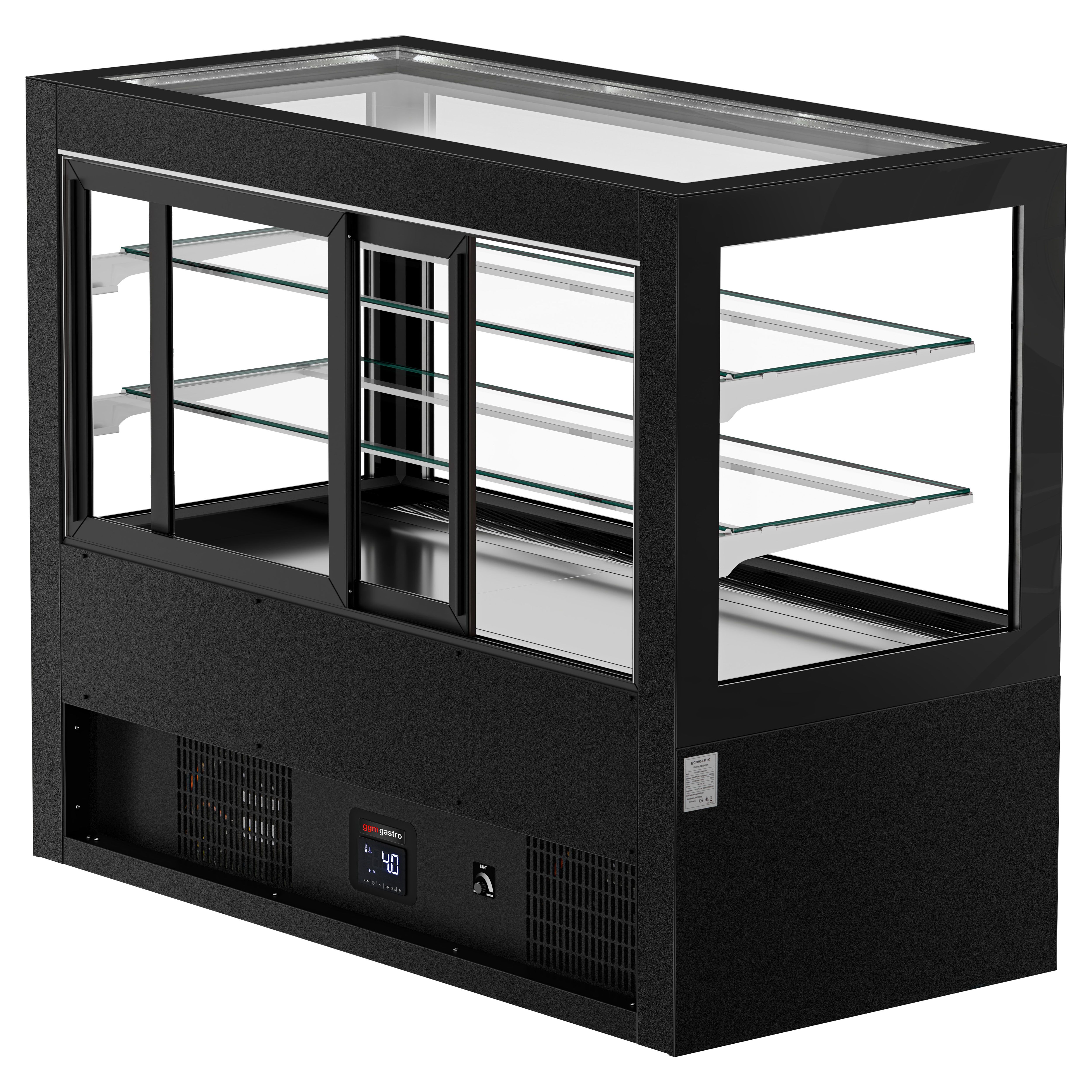 Vitrine de comptoir réfrigérée - 780L - 1610mm - Double vitrage - portes coulissantes vitrées arrière - Noir